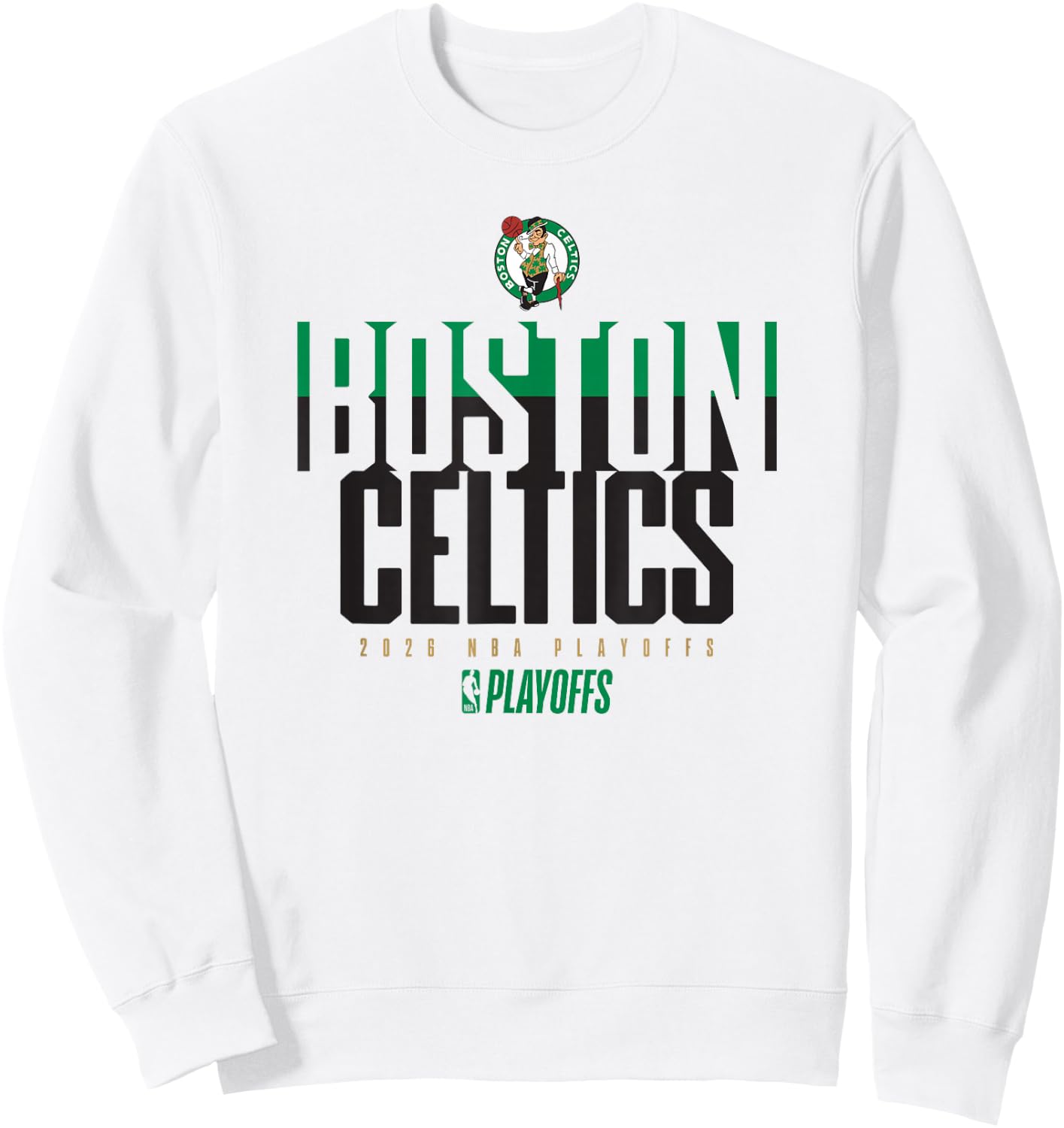 NBA Official 2026 Playoffs Boston Celtics Stacked Up Sweatshirt - Sweatshirt | White