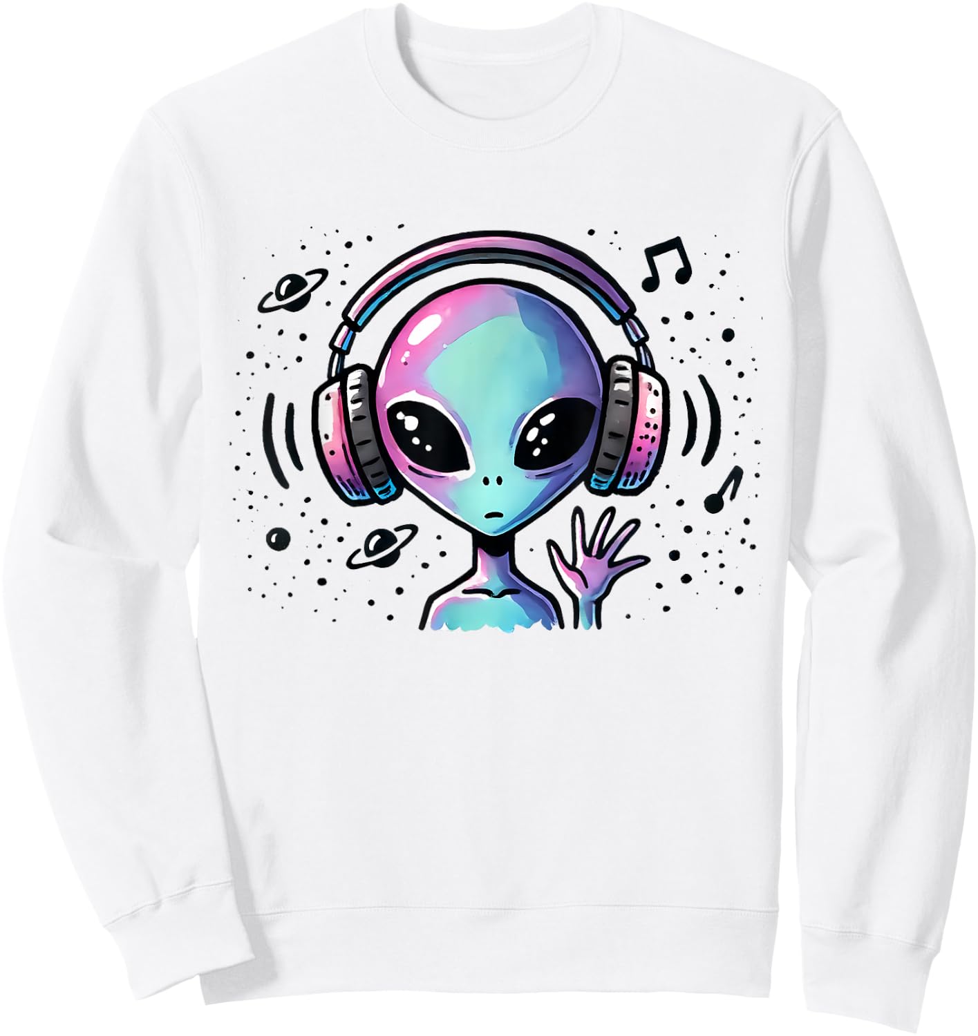 Music Lover Alien Musician UFO Extraterrestrial Space Gift Sweatshirt - Sweatshirt | White