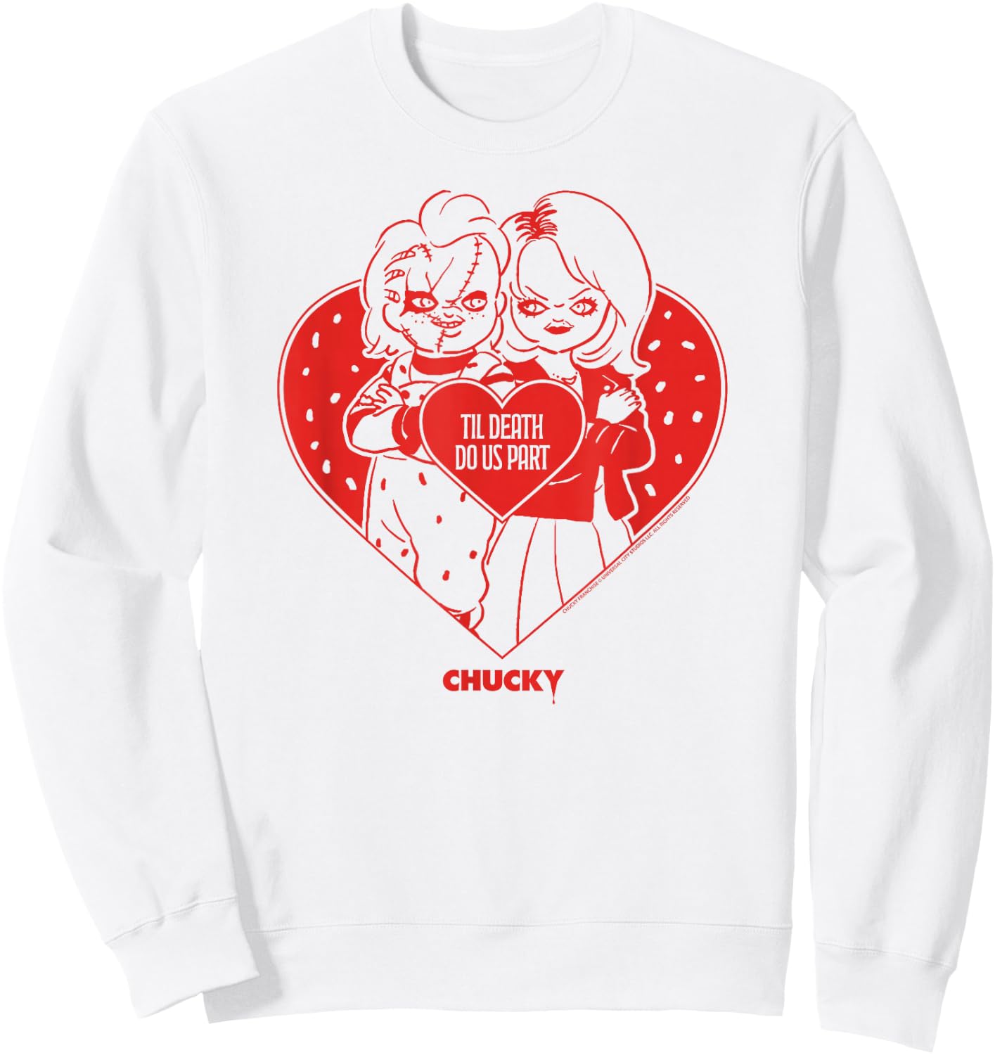 Chucky & Tiffany Til Death Do Us Part Valentine Sweatshirt - Sweatshirt | White