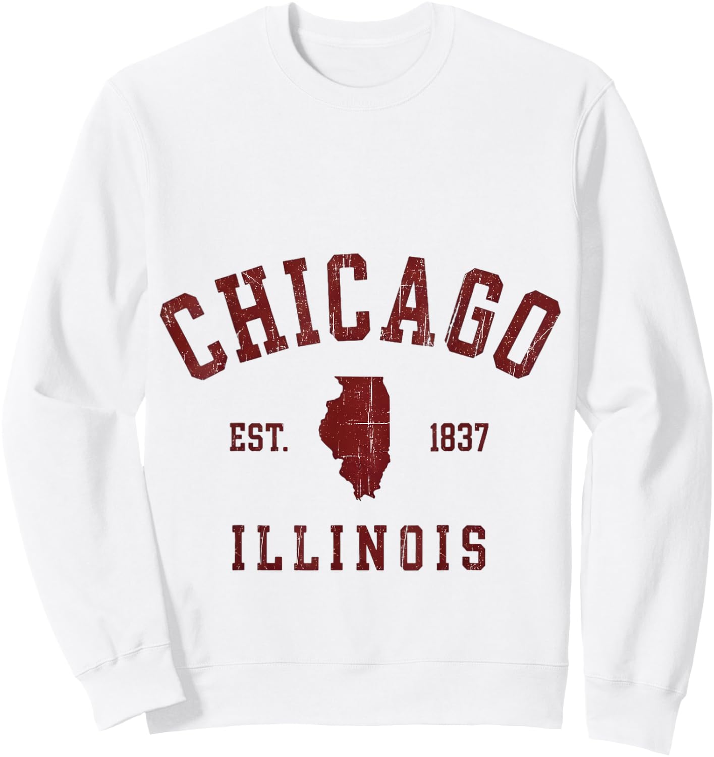 Chicago Illinois Est 1837 Vintage Style Sweatshirt - Sweatshirt | White
