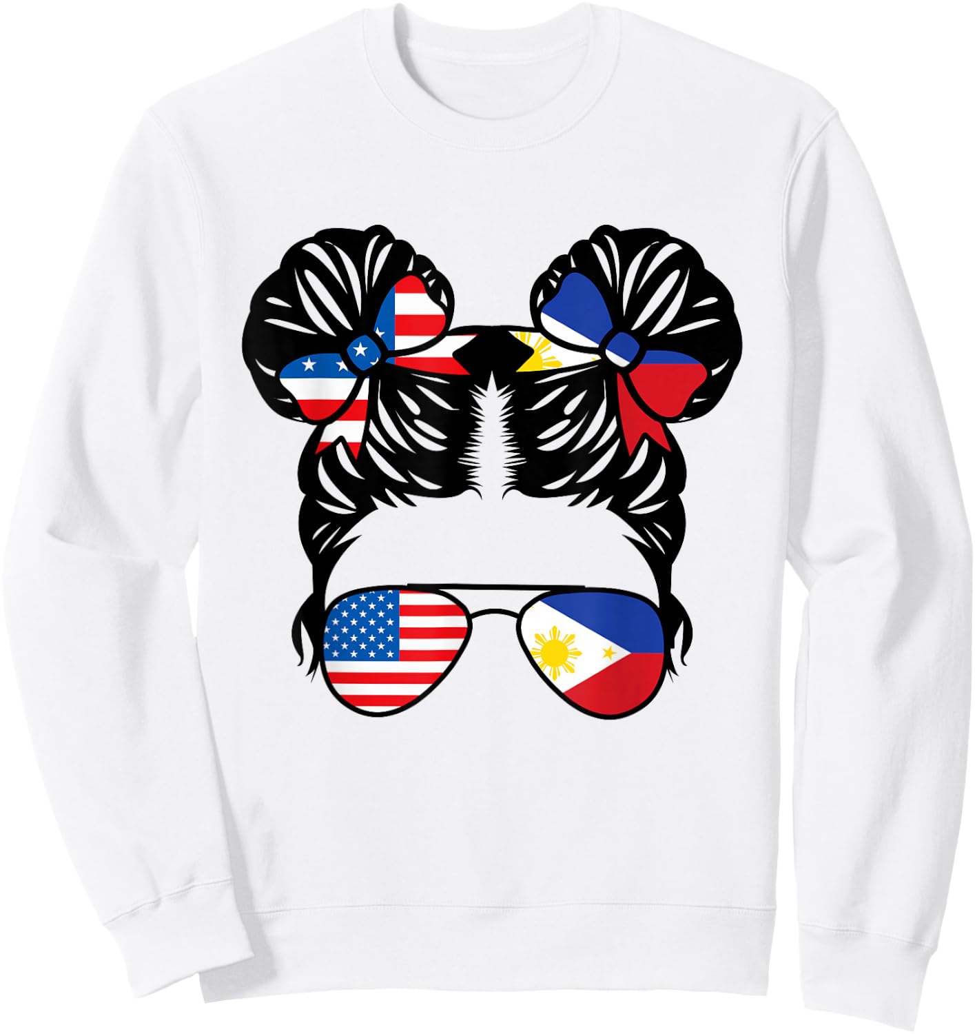 Half American Half Filipino Girl USA Philippine Flag Patriot Small Sweatshirt - Sweatshirt | White
