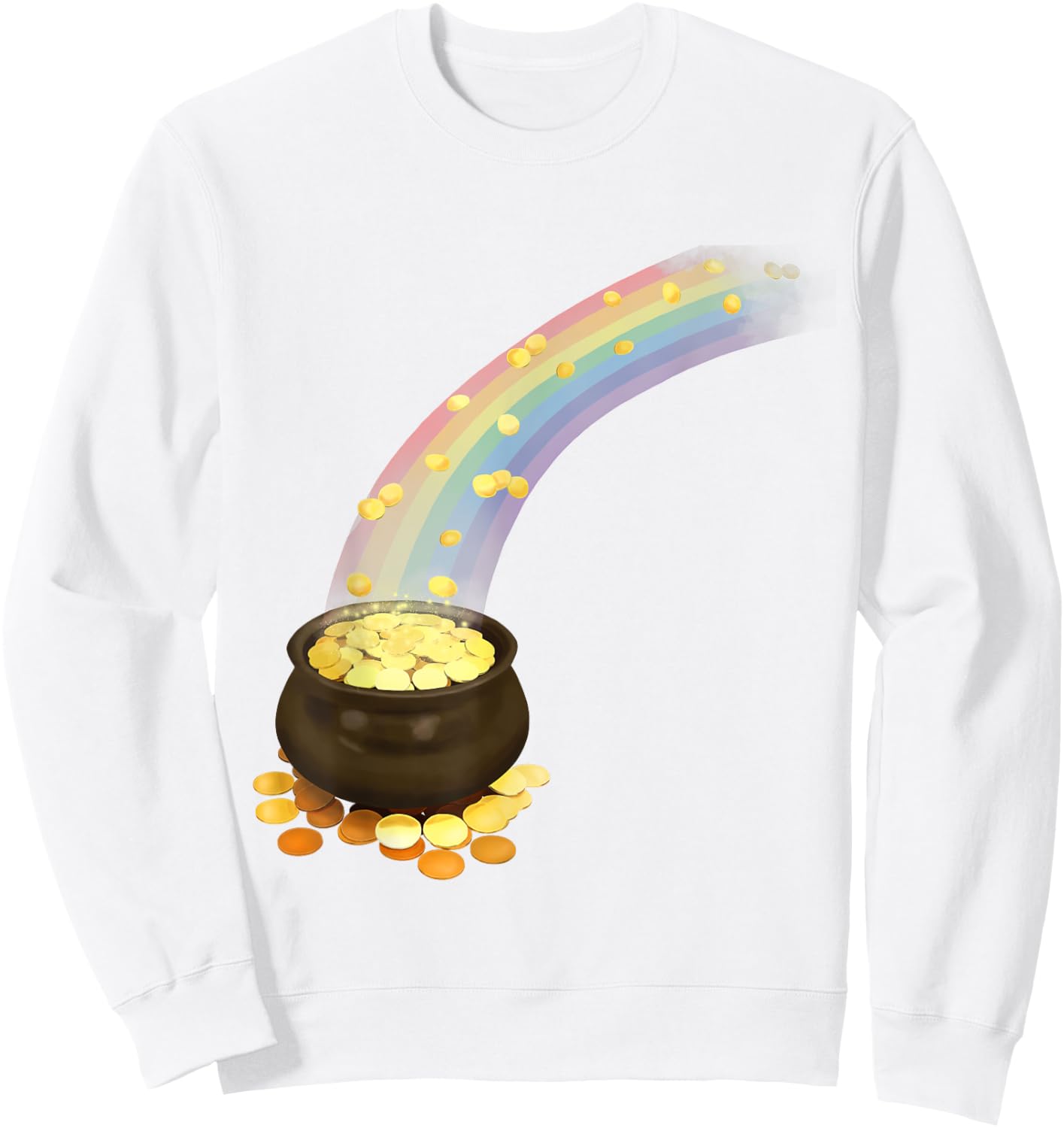 St Patrick's Day Leprechaun's Pot of Gold at End of Rainbow Sweatshirt - Sweatshirt | White