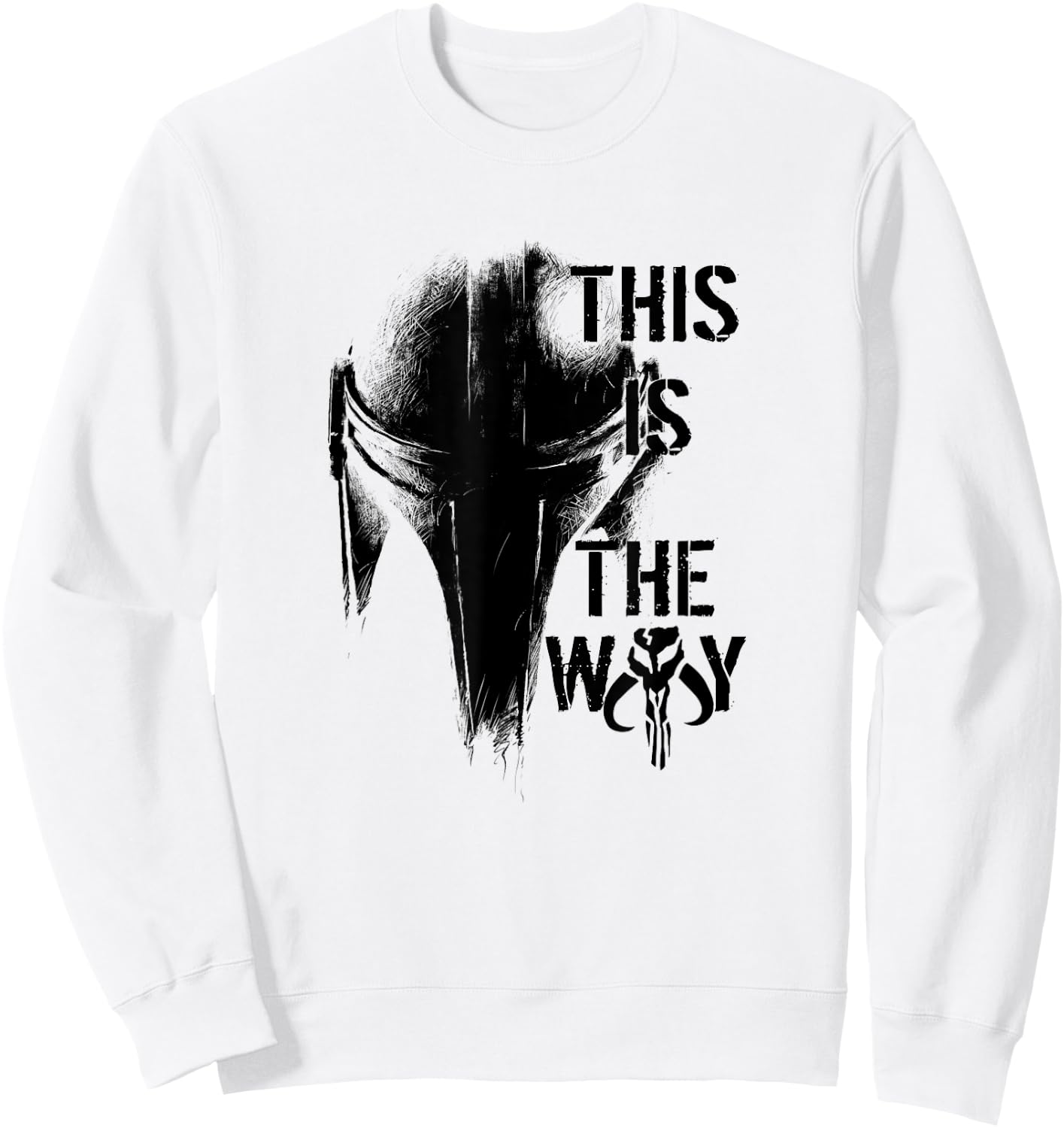 Star Wars The Mandalorian The Way Mando Helm - Weiß, Kurzarm, V-Ausschnitt, Klein, , Einfarbig, Pull-On, 1 Count, EU 38/40 Sweatshirt - Sweatshirt | White