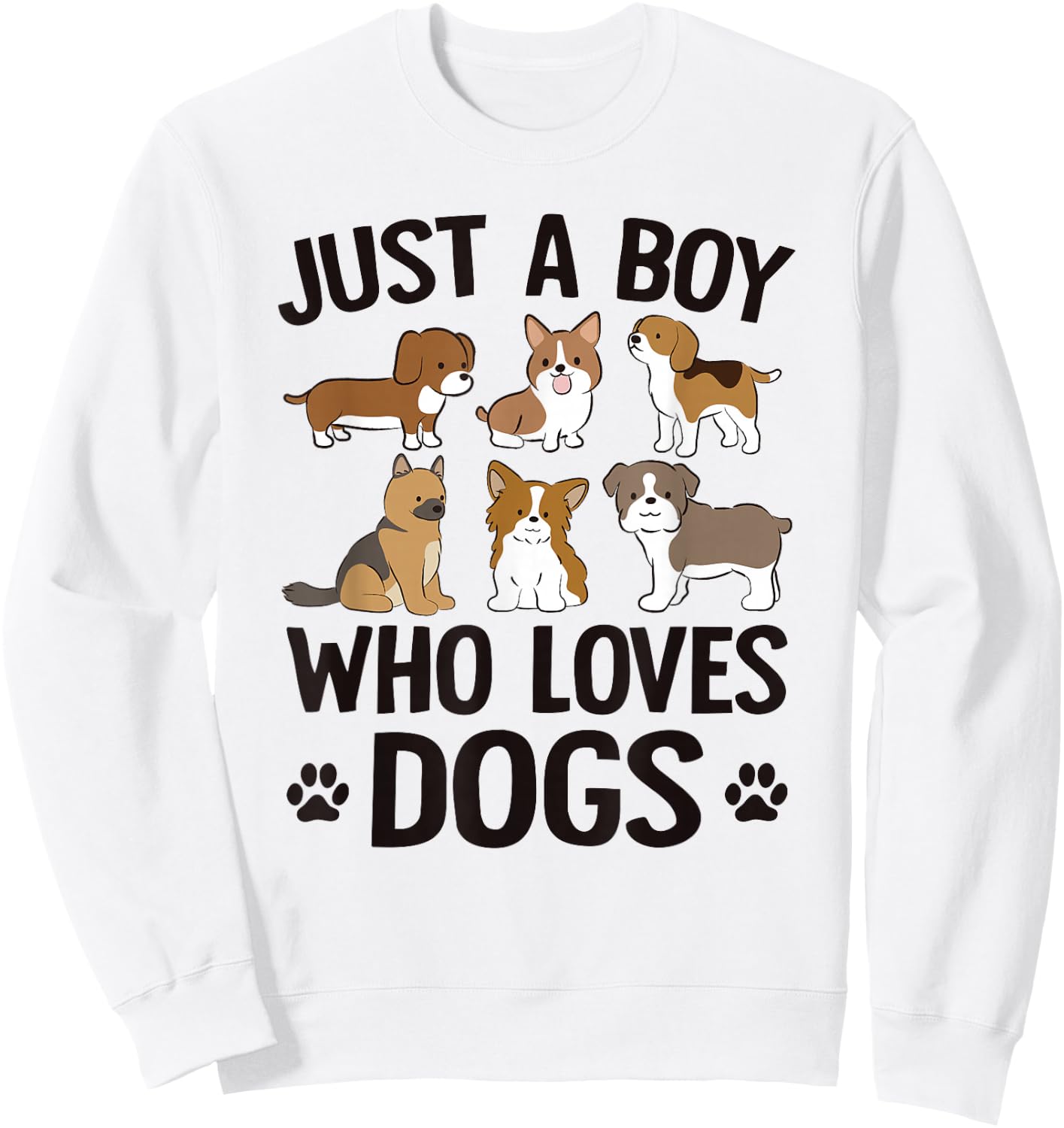 Just A Boy Who Loves Dogs Boys Toddler Puppy Dog Lover Sweatshirt - Sweatshirt | White