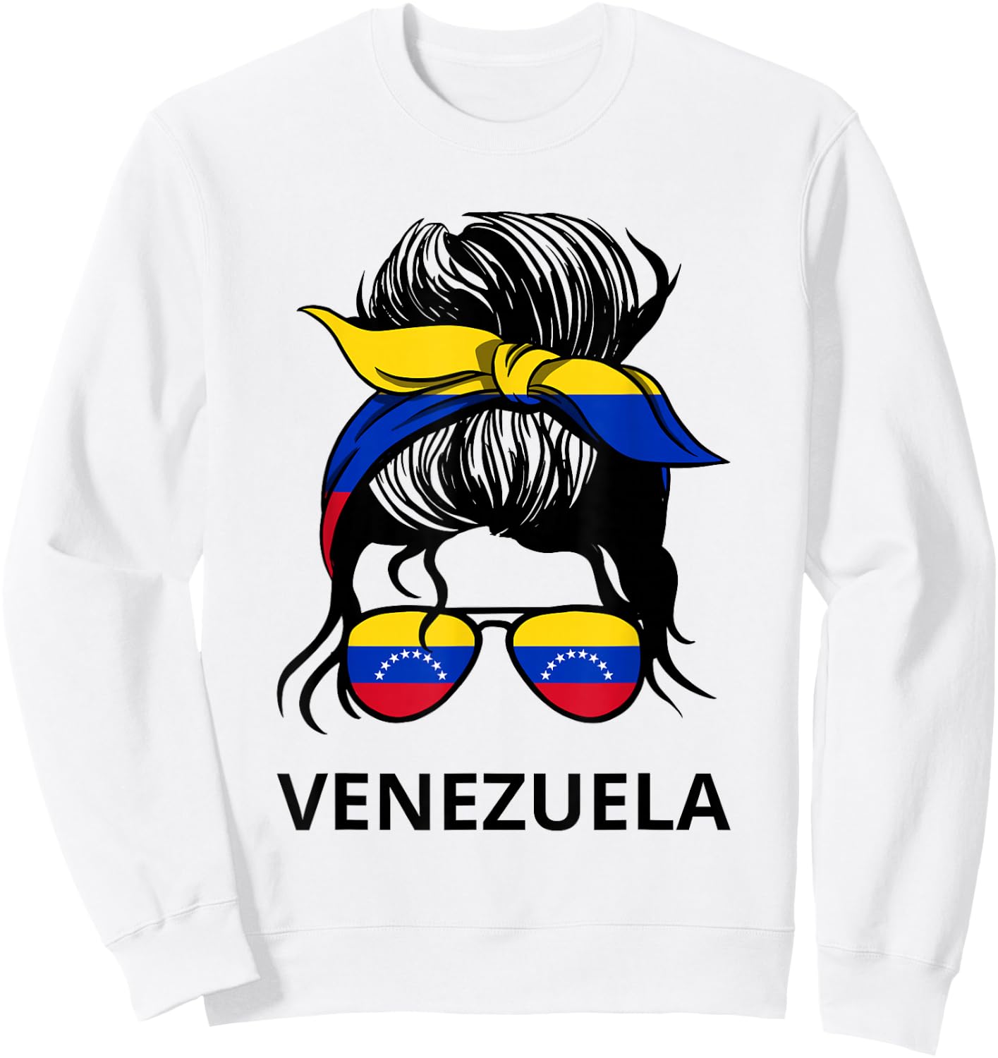 Messy Bun Girl Venezuela Pride Latina Venezuelan Women Sweatshirt - Sweatshirt | White
