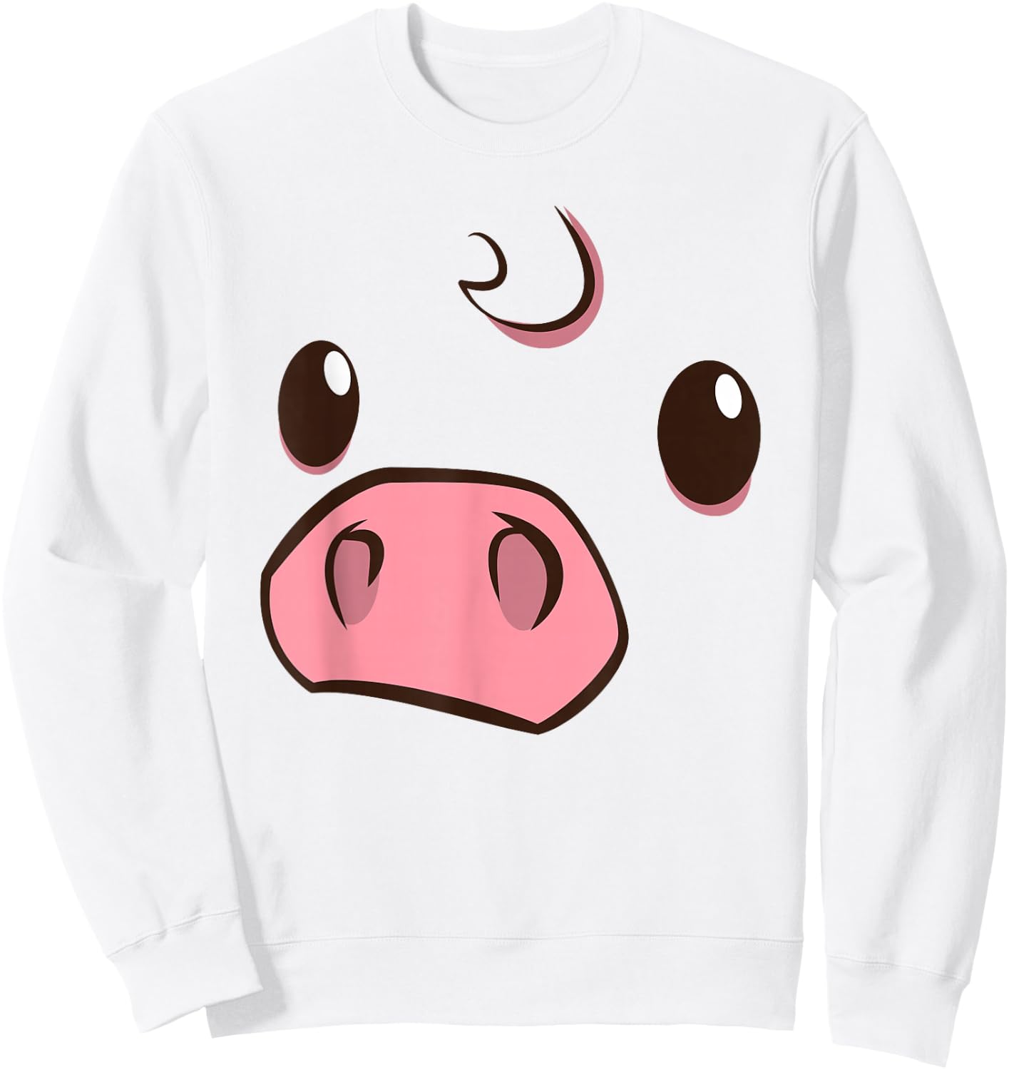 Cute Pig Animal Face Disguise Costume Swine Easy Halloween Sweatshirt - Sweatshirt | White