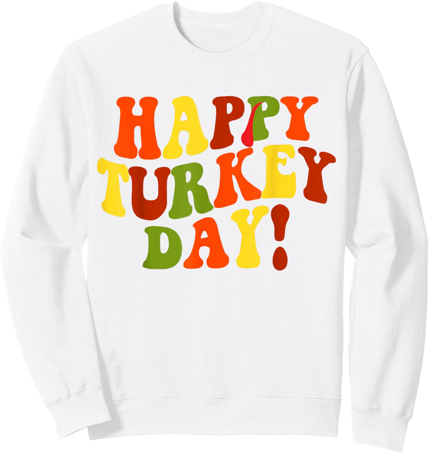 Happy Turkey Day Groovy Thanksgiving Fall Season -Adults Kids Black Small Short Sleeve Thanksgiving Sweatshirt - Sweatshirt | White