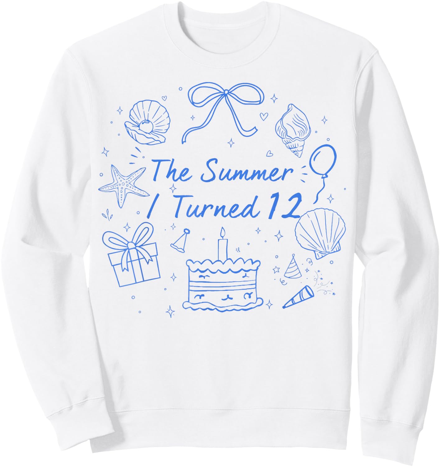 Summer I Turned 12 Coastal Bow Seashell 12th Birthday Girl Sweatshirt - Sweatshirt | White