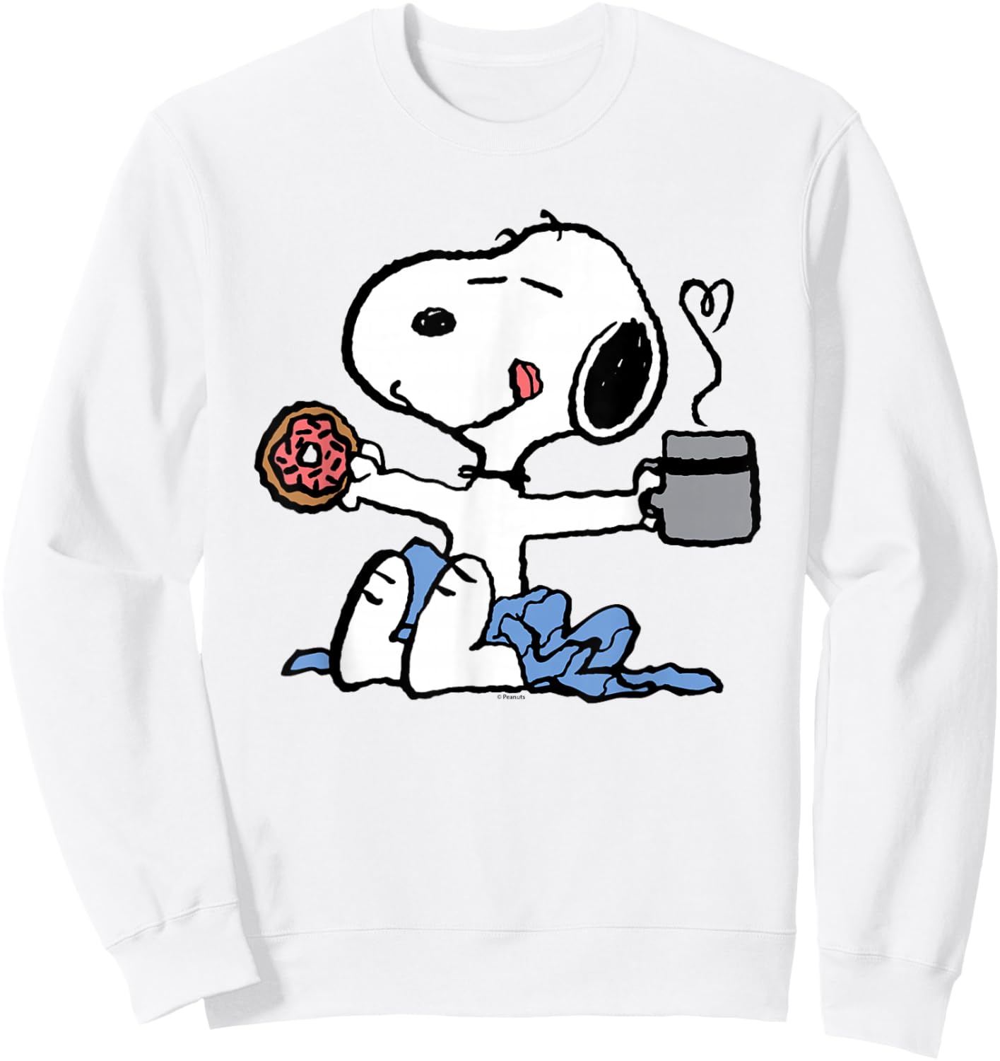 Peanuts - Donut Coffee Snoopy , blue Sweatshirt - Sweatshirt | White