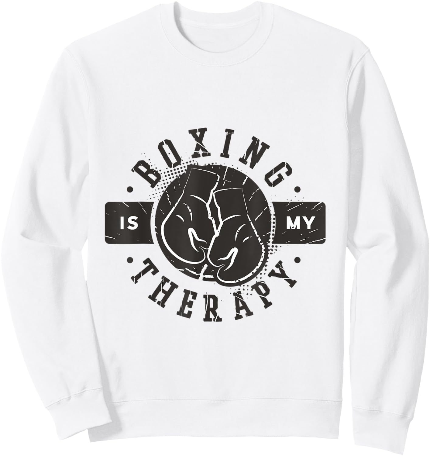 Vintage Distressed Funny Boxing is my Therapy Sweatshirt - Sweatshirt | White