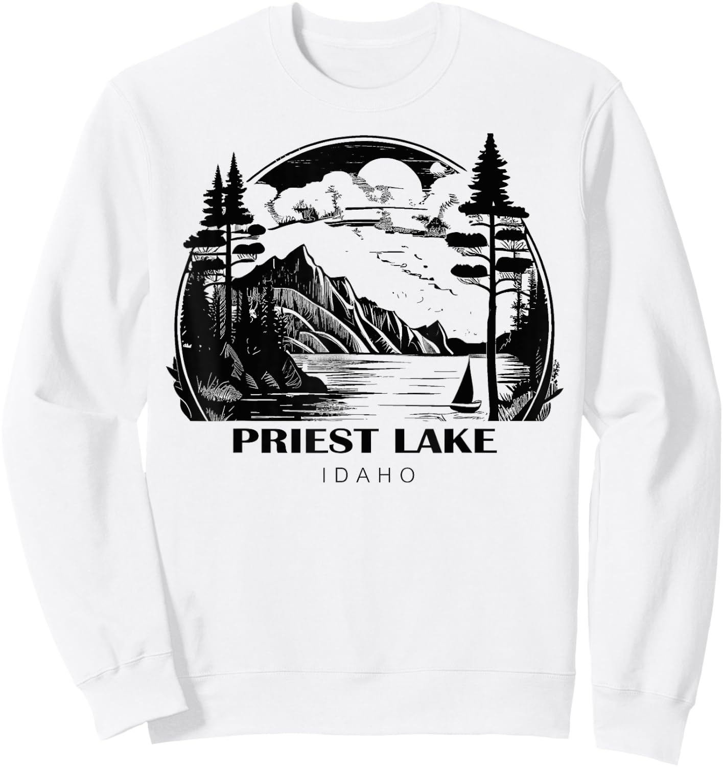 Priest Lake Idaho Sweatshirt - Sweatshirt | White