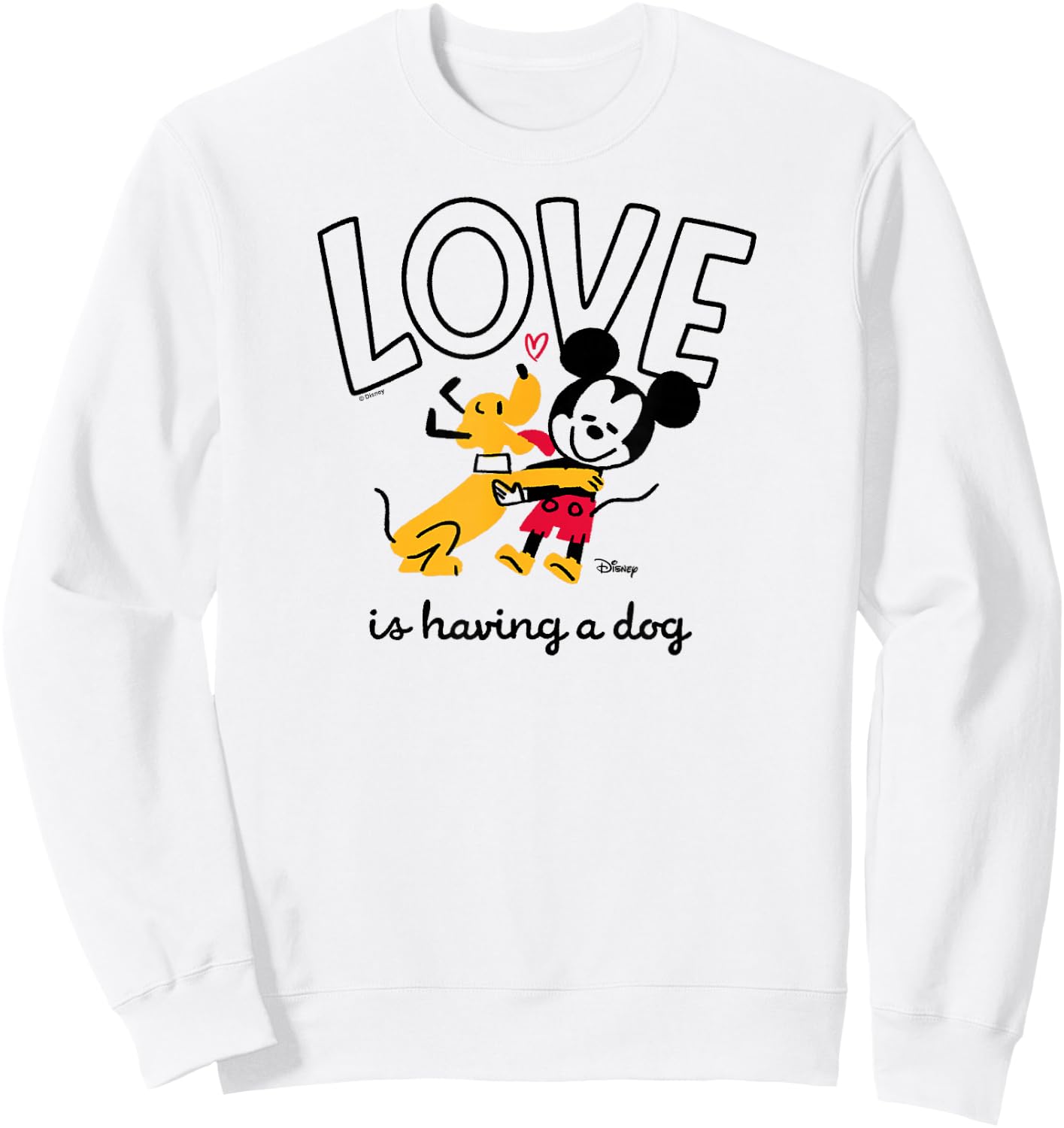 Mickey Mouse and Pluto - Love is Having a Dog Sweatshirt - Sweatshirt | White
