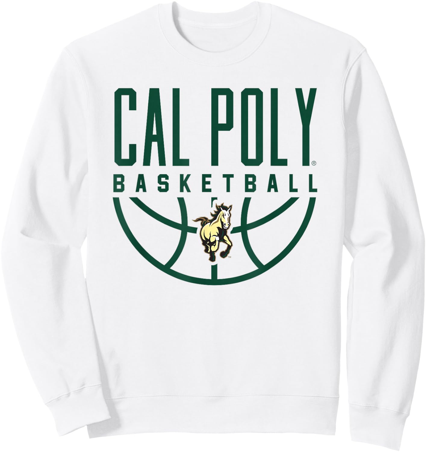 Cal Poly Mustangs Basketball Arch Sweatshirt - Sweatshirt | White