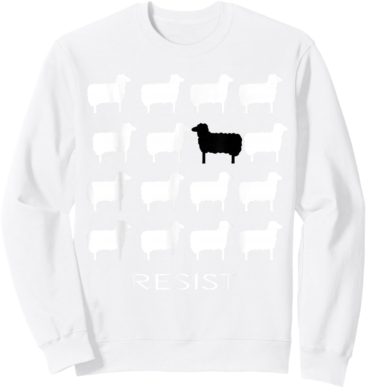 White and Black Sheep Resist Empowering Dissent Resistance Sweatshirt - Sweatshirt | White
