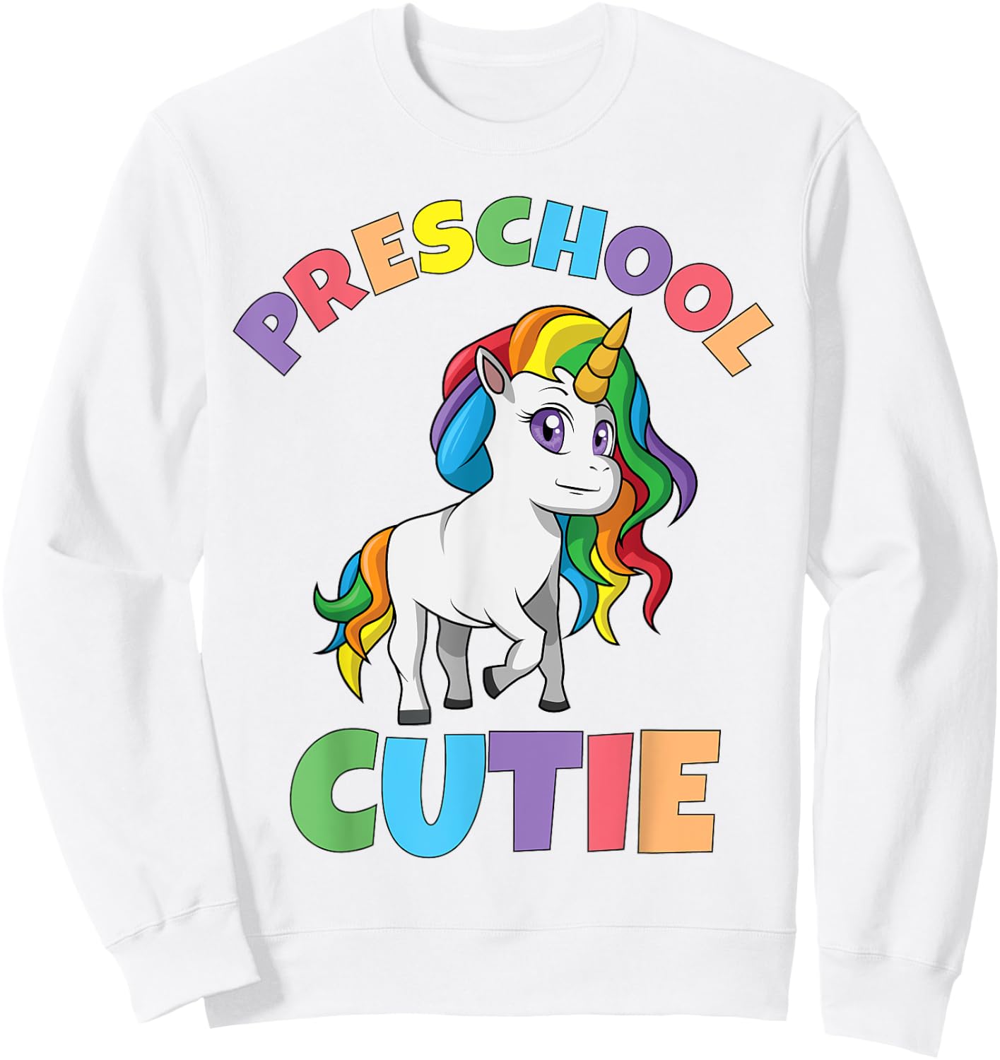 First Day of Preschool Girls Toddler Unicorn Preschool Cutie Sweatshirt - Sweatshirt | White