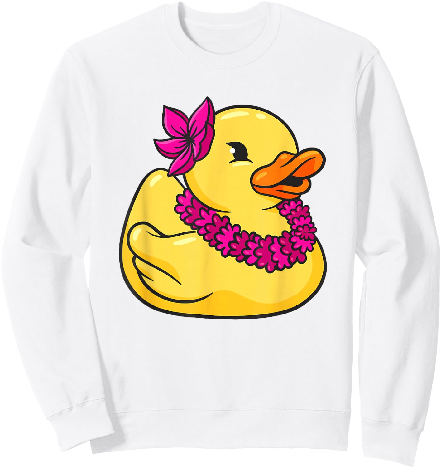 Hawaiian Rubber Duck Flower Wreath Sweatshirt - Sweatshirt | White
