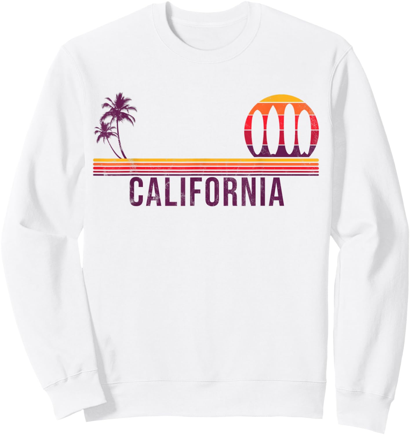 California Surf Vintage Surf Board Surfer Sweatshirt - Sweatshirt | White