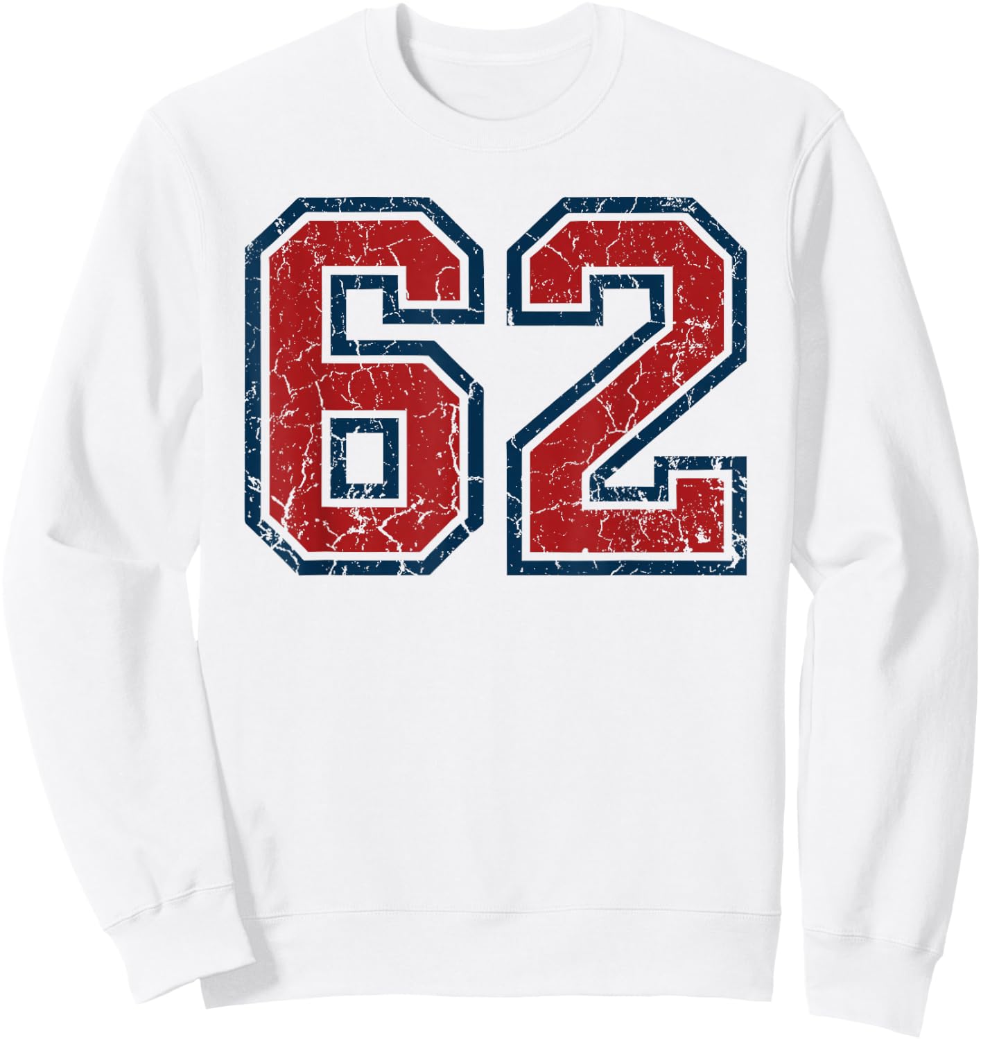 Red and Blue Sports Number 62 Jersey Uniform Player Fan Sweatshirt - Sweatshirt | White