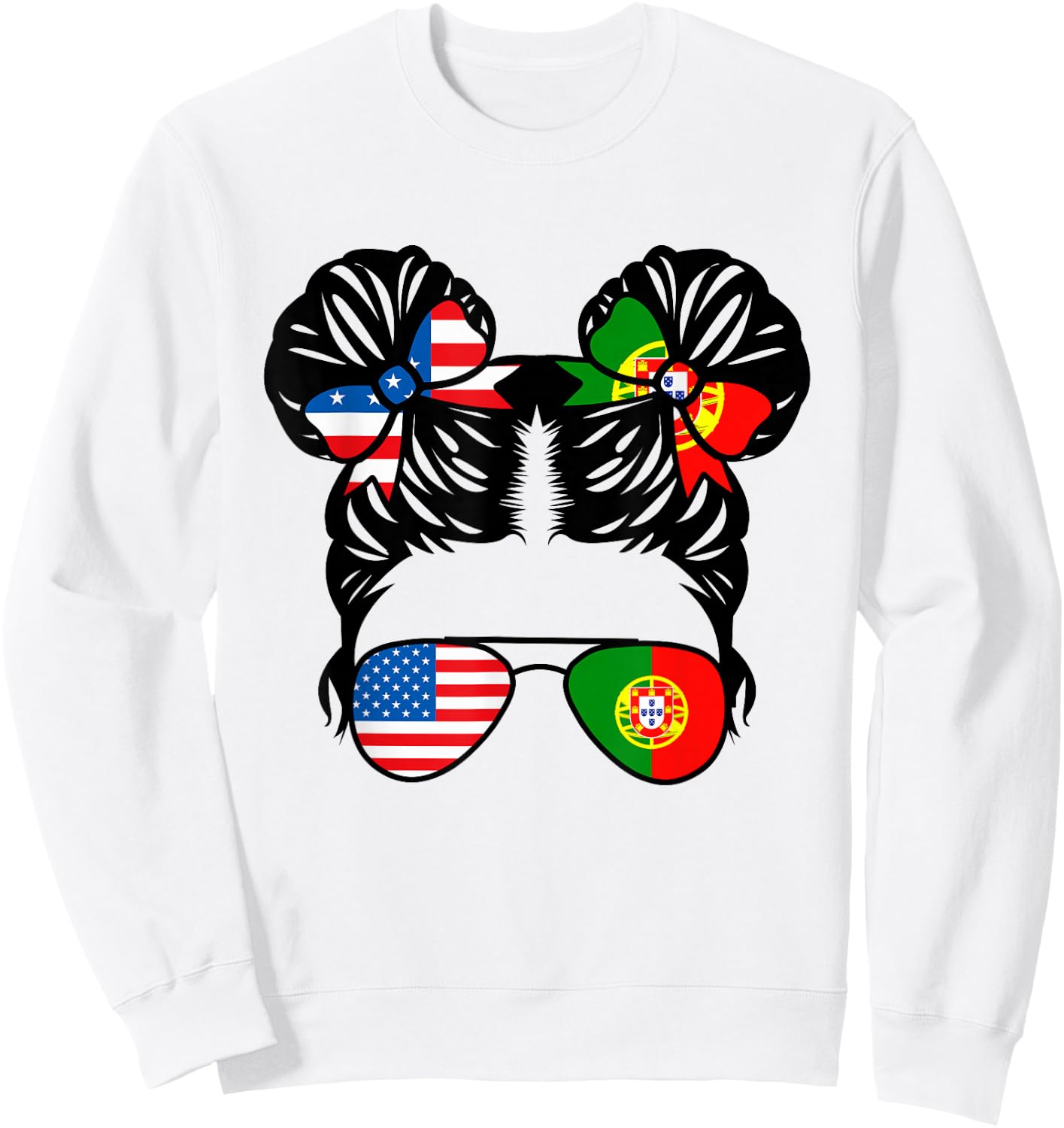 Half American Half Portuguese Girl USA Portugal Flag Patriot Sweatshirt - Sweatshirt | White