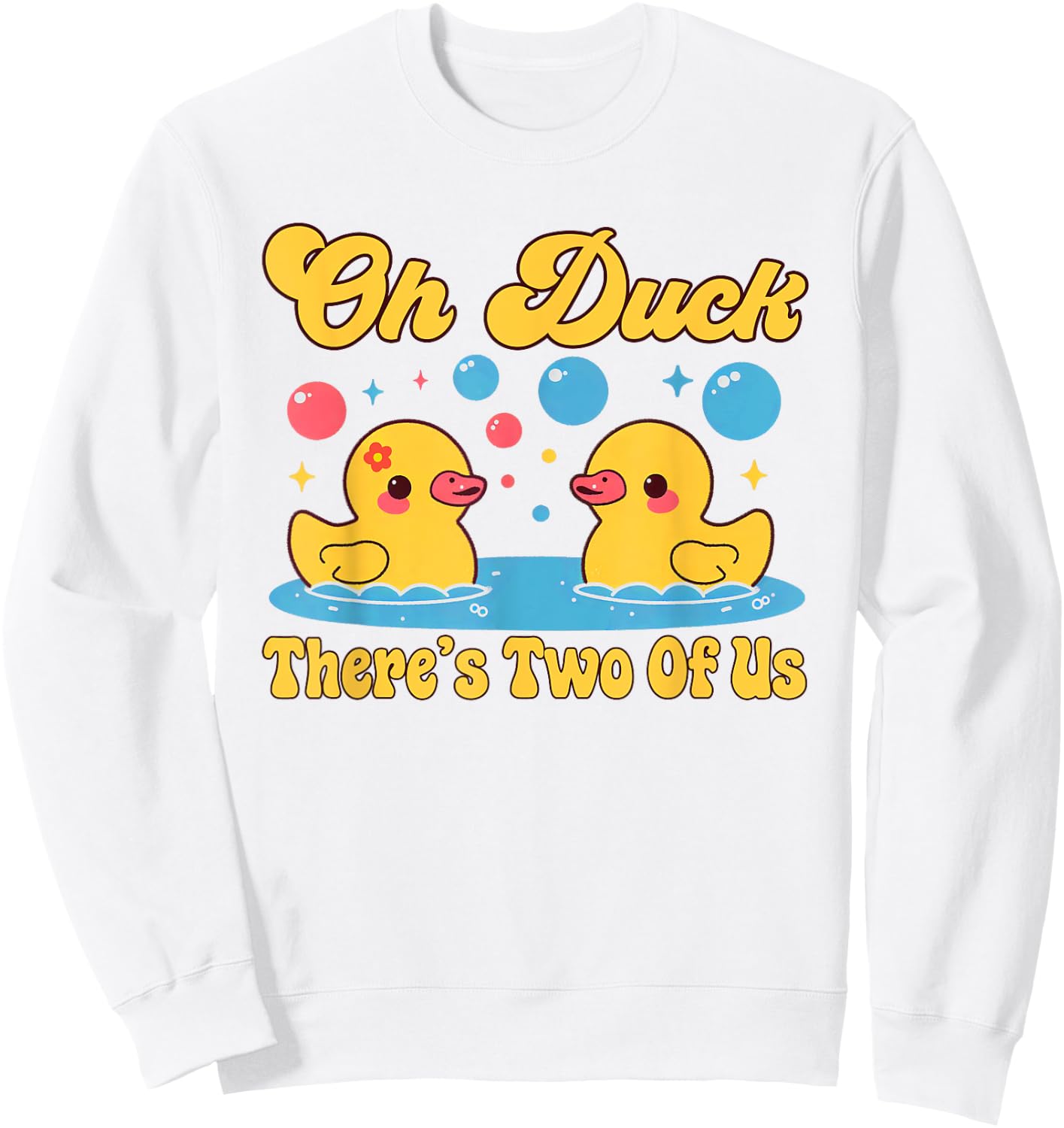 Animal Twins Oh Duck There's Two Of Us Cute Duck Sweatshirt - Sweatshirt | White