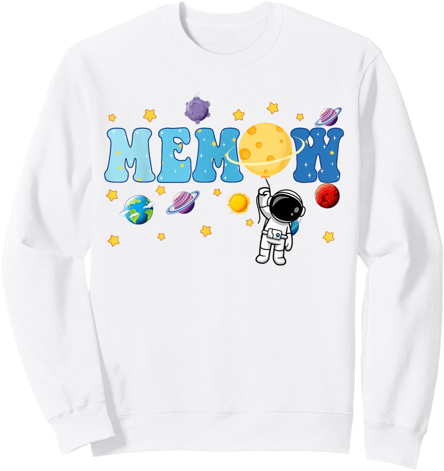 Memaw of The Bday Boy Astronaut Space Planets Family Sweatshirt - Sweatshirt | White