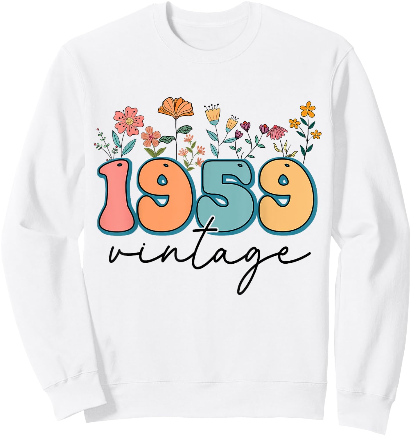 1959 Vintage Floral 65th Birthday 65 Years Old Flower Women Sweatshirt - Sweatshirt | White