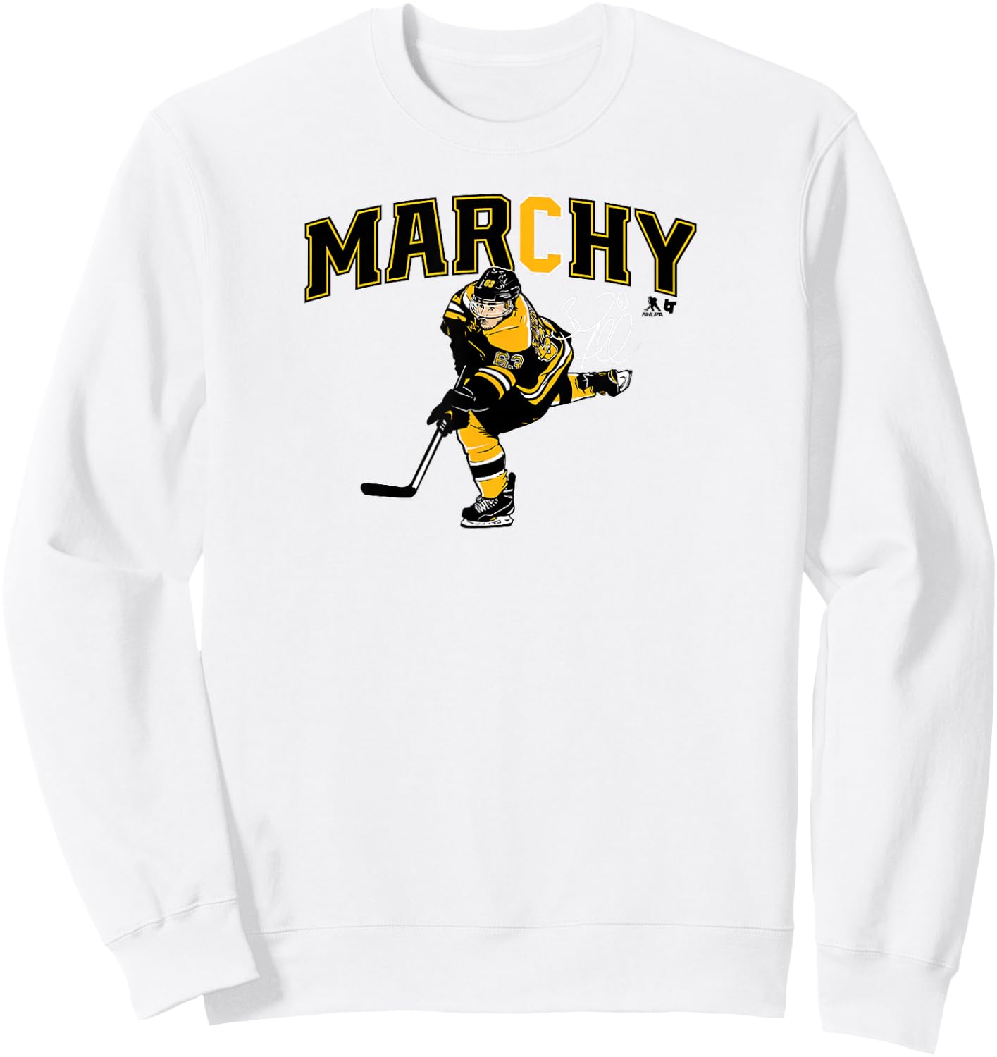 Brad Marchand - Captain Marchy - Boston Hockey Sweatshirt - Sweatshirt | White