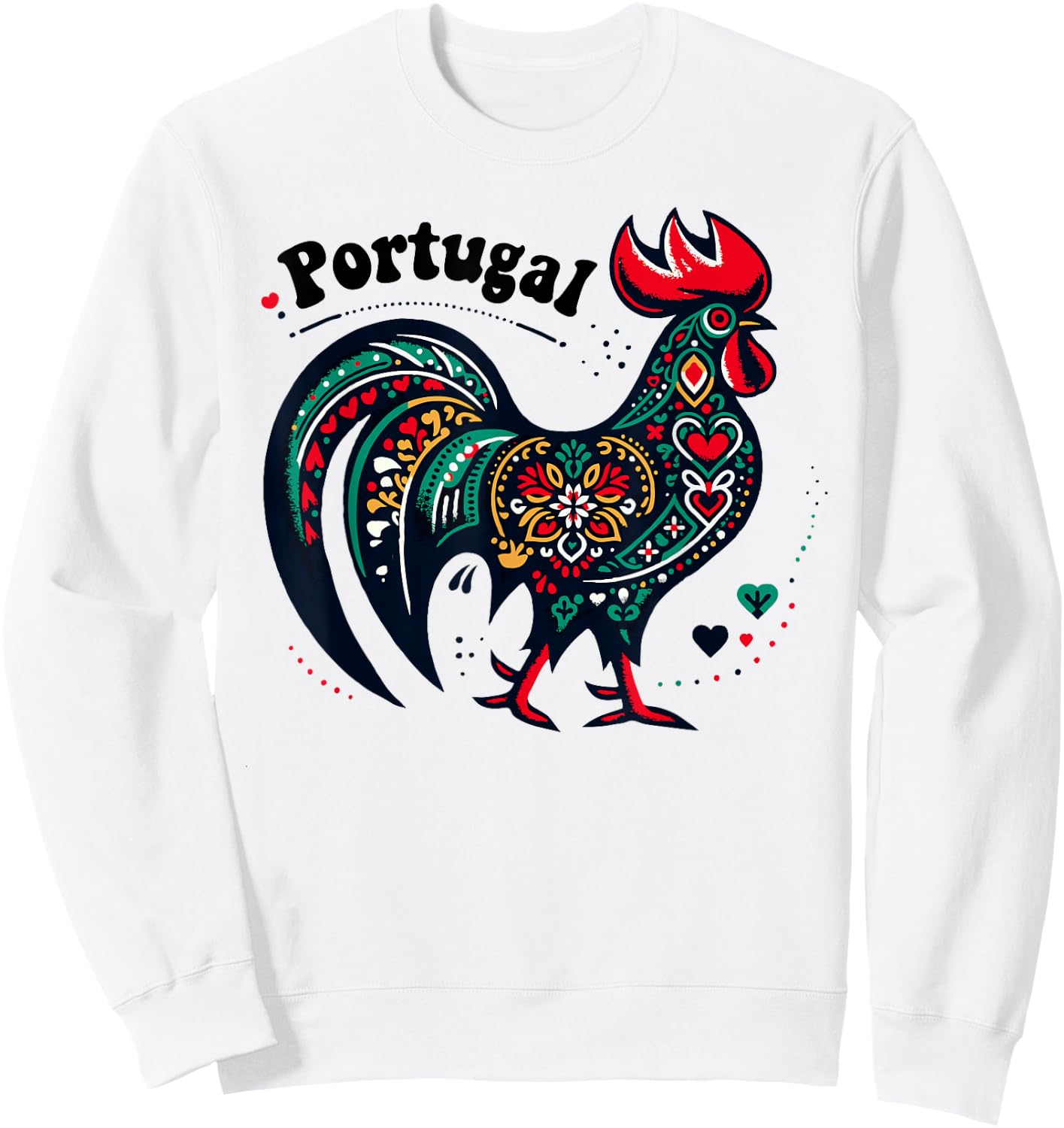 Portuguese Rooster Emblem Galo de Barcelos Sweatshirt - Sweatshirt | White