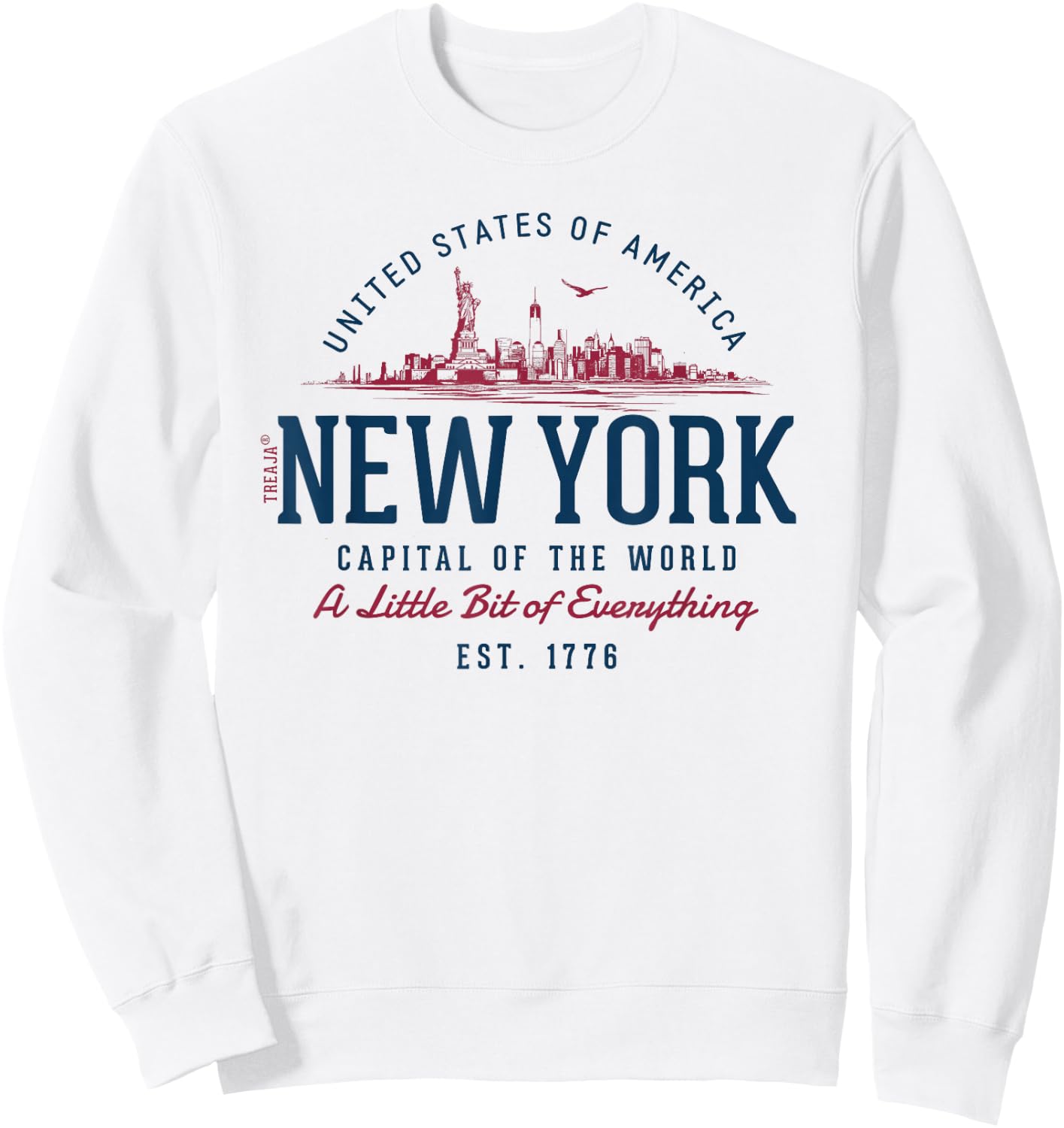 Vintage Look Retro Style United States New York , White Sweatshirt - Sweatshirt | White