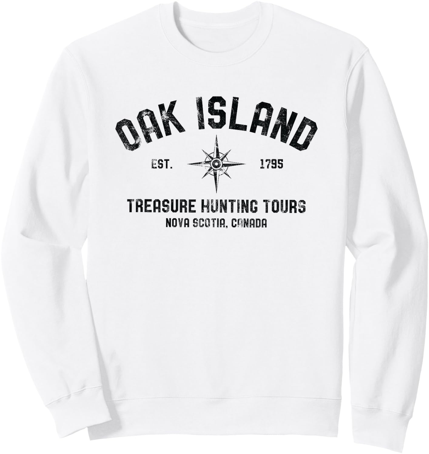 Oak Island Treasure Hunting Tours Vintage Compass Mystery Sweatshirt - Sweatshirt | White