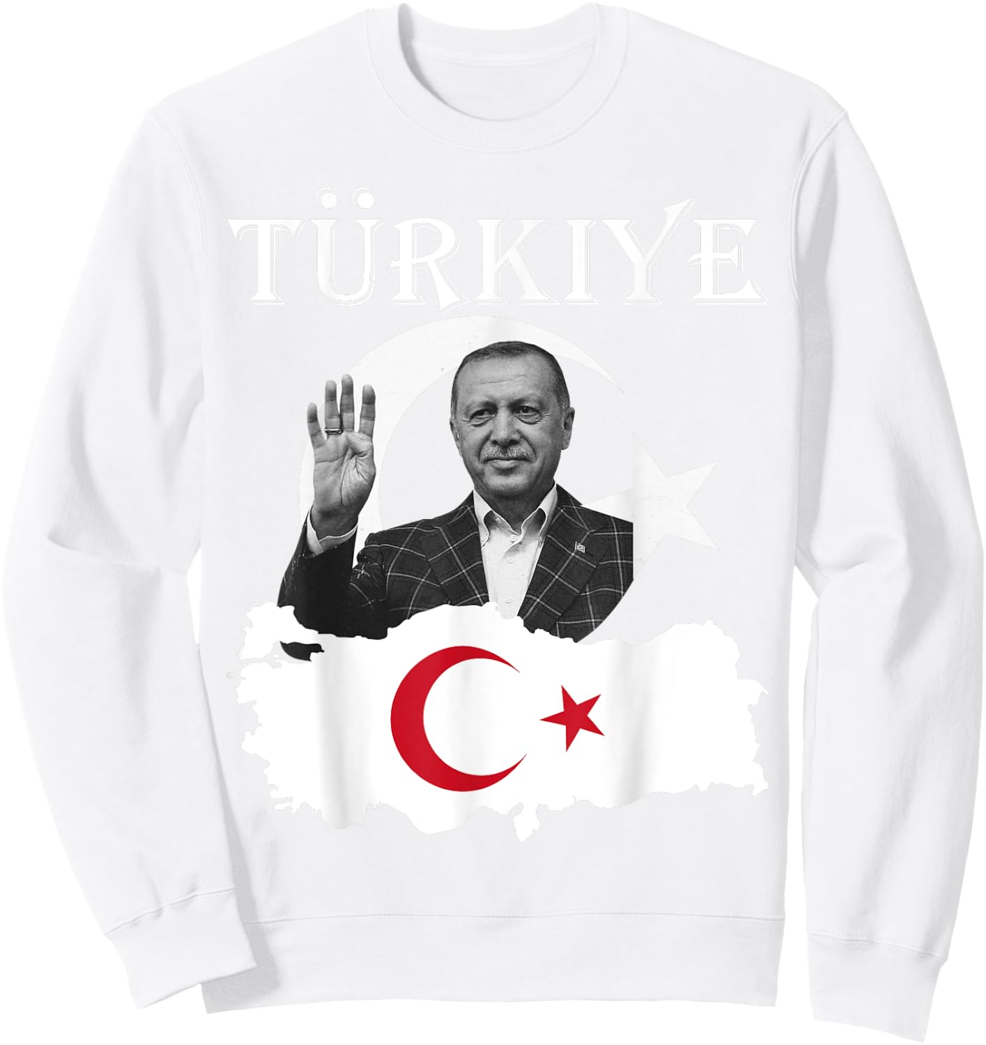 Recep Tayyip Erdogan Turkish Red Flag Sweatshirt - Sweatshirt | White
