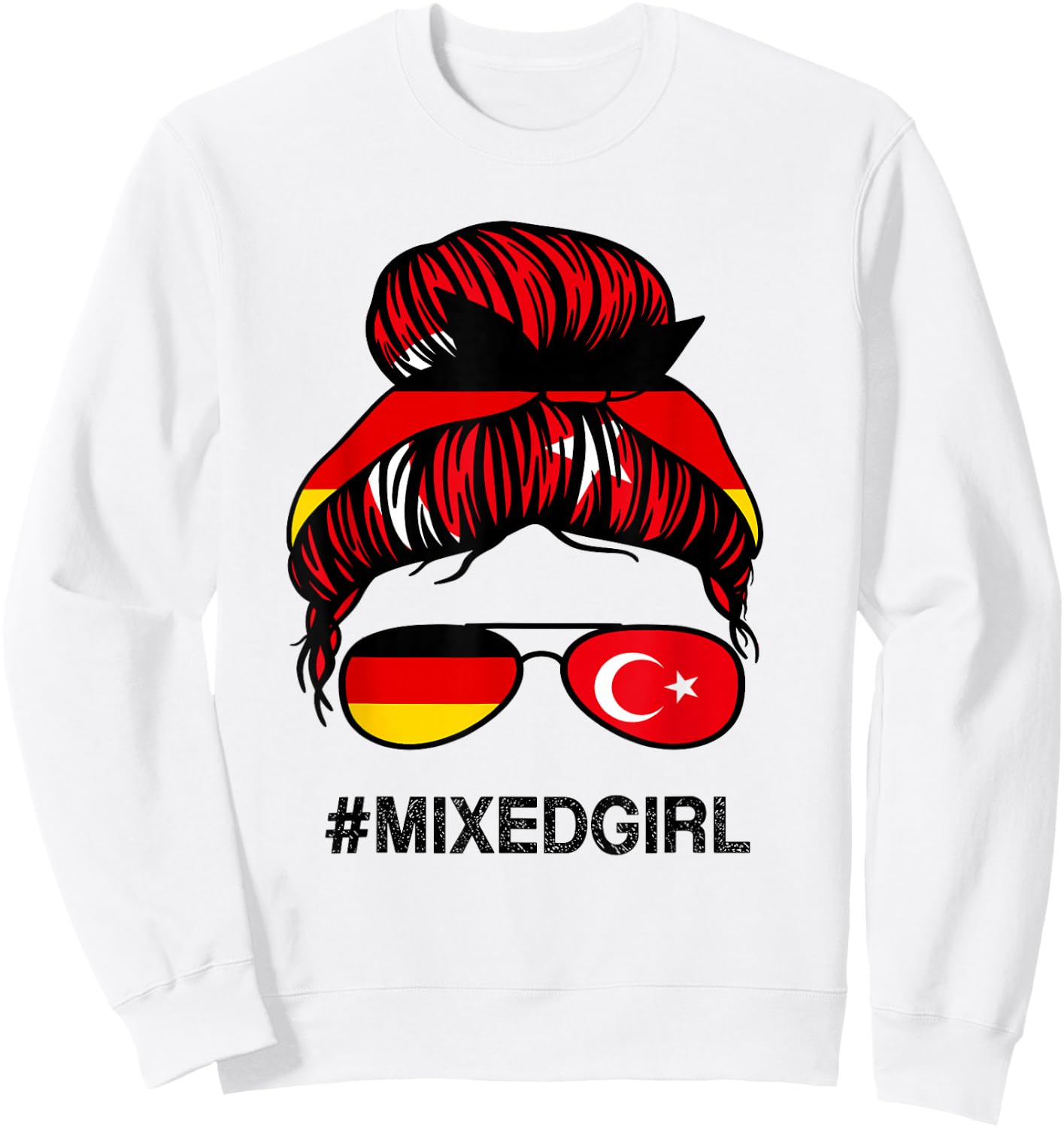 Türkei Deutschland Flagge Türkisch Deutsch Unordentlicher Dutt Sweatshirt - Sweatshirt | White