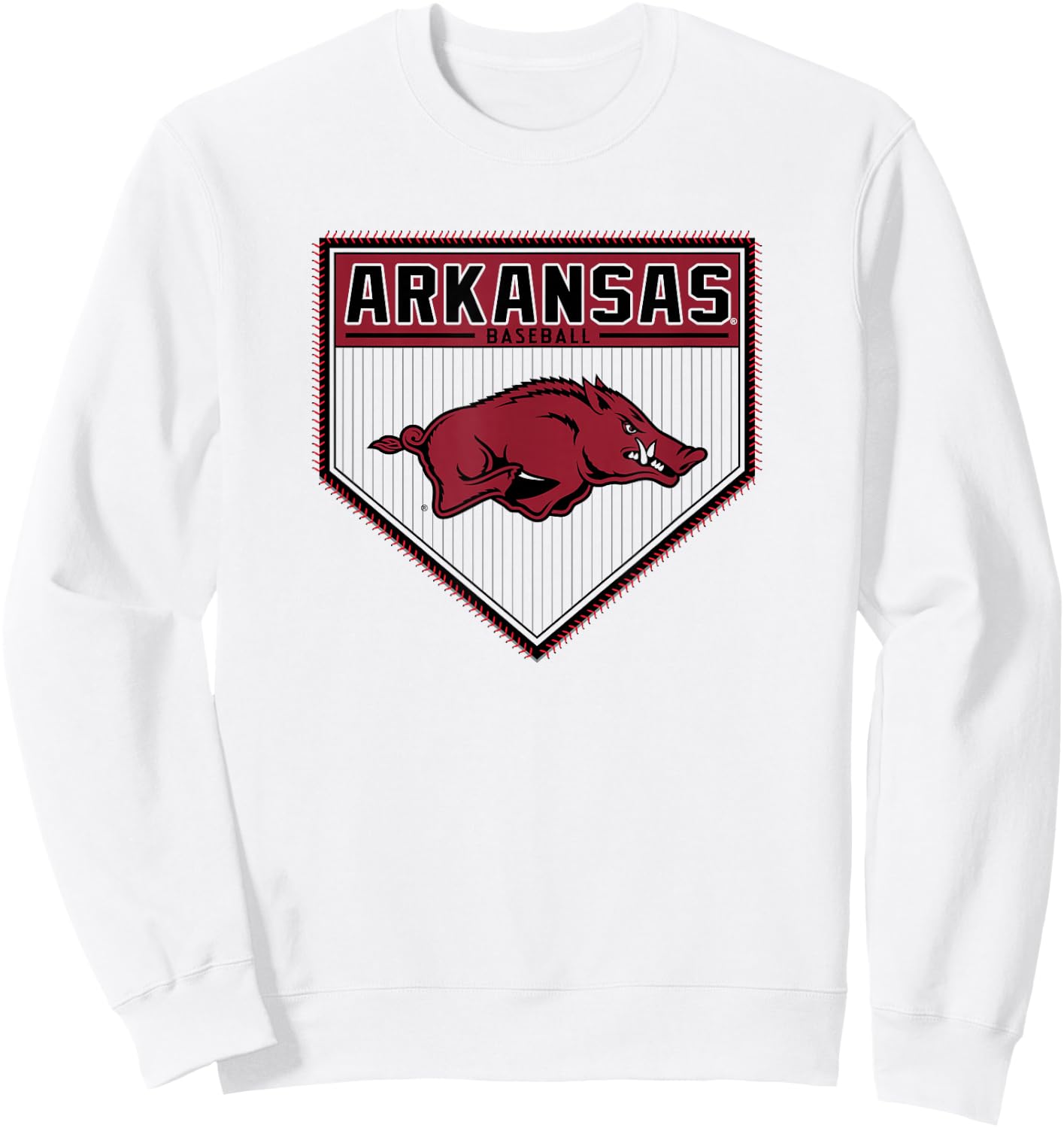 Arkansas Razorbacks Baseball Homeplate White Sweatshirt - Sweatshirt | White