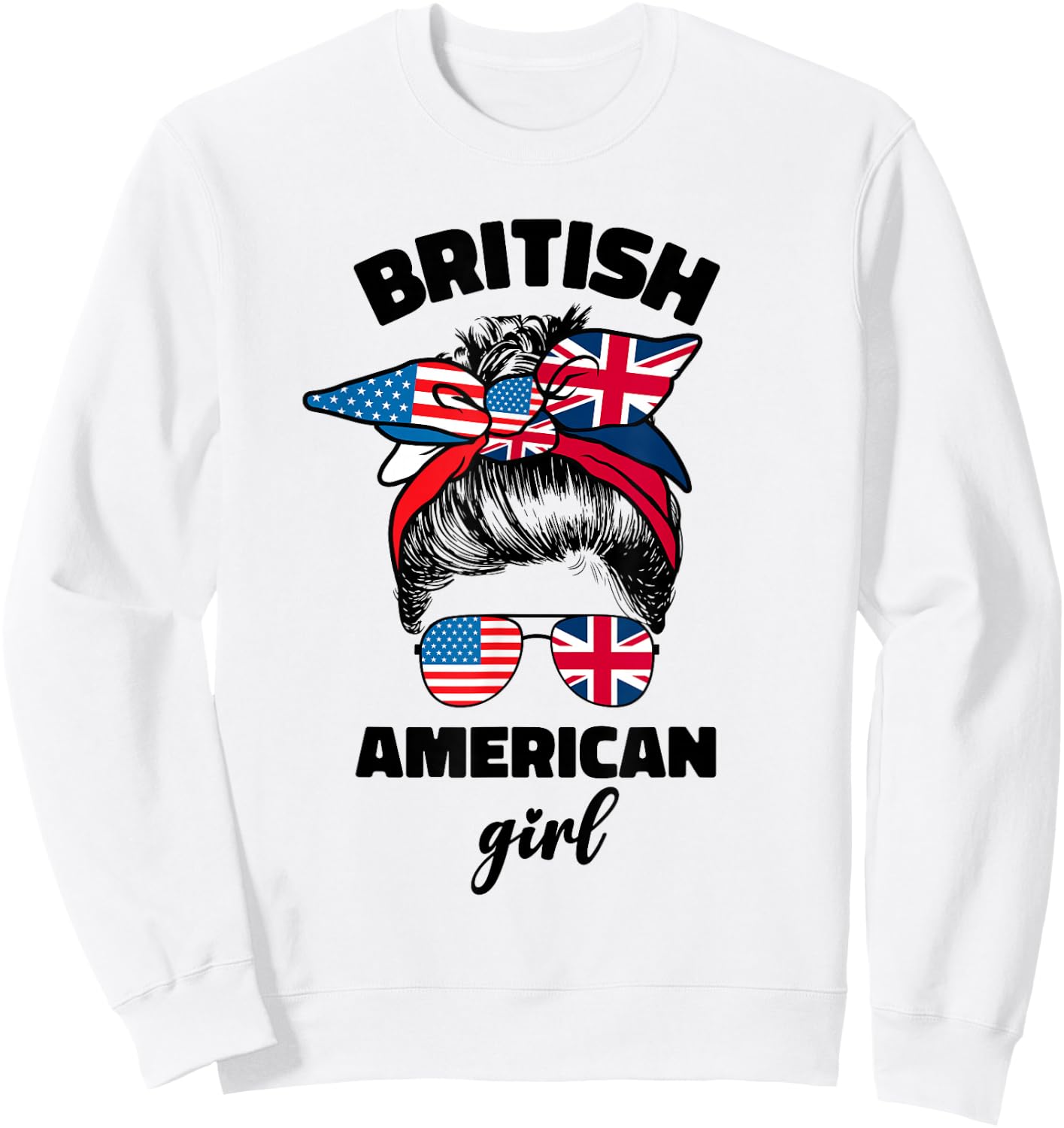 Half American British America Great Britain Uk Usa Flag Girl Sweatshirt - Sweatshirt | White