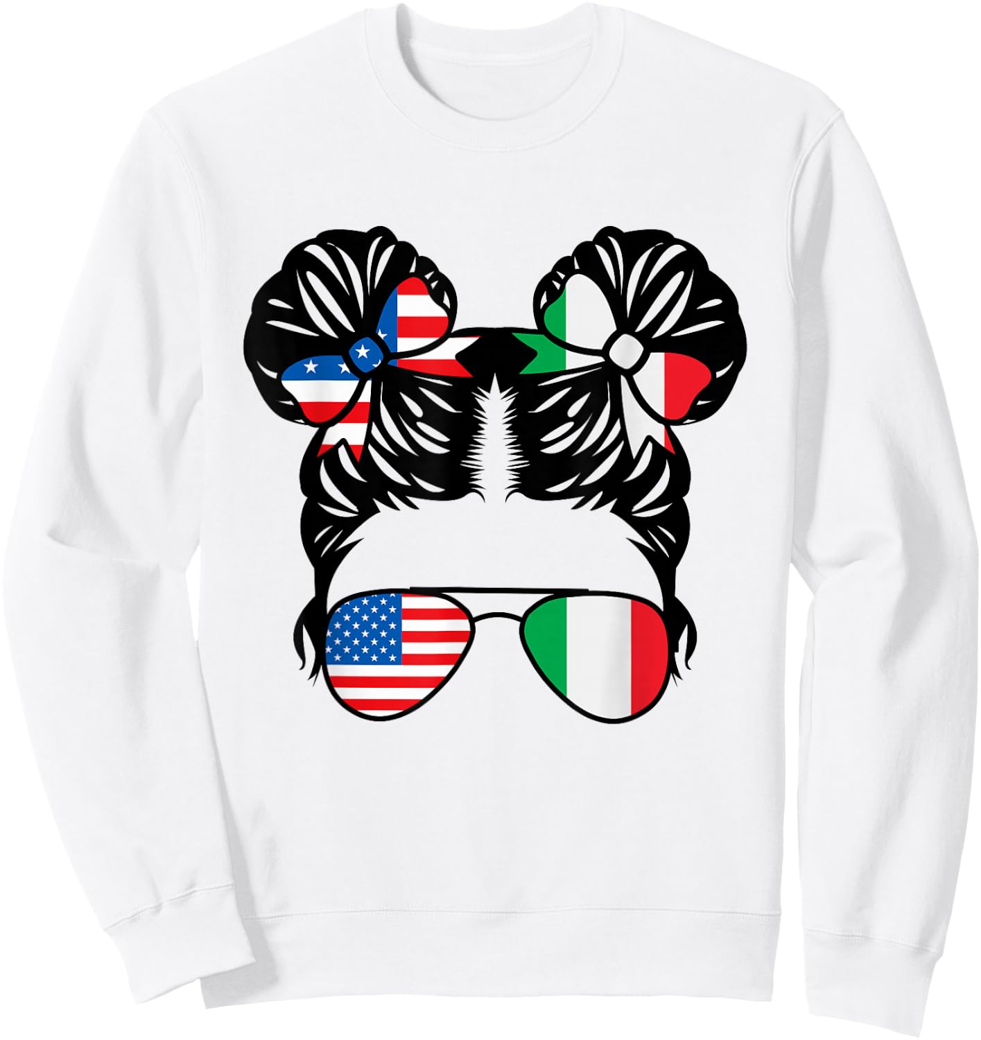 Half American Half Italian Girl USA Italy Flag Patriot Sweatshirt - Sweatshirt | White