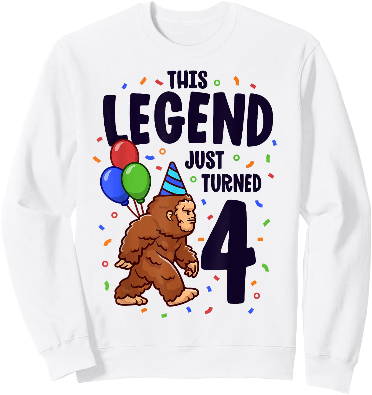Bigfoot Birthday Party 4 Years Old Sasquatch Theme Boys Sweatshirt - Sweatshirt | White