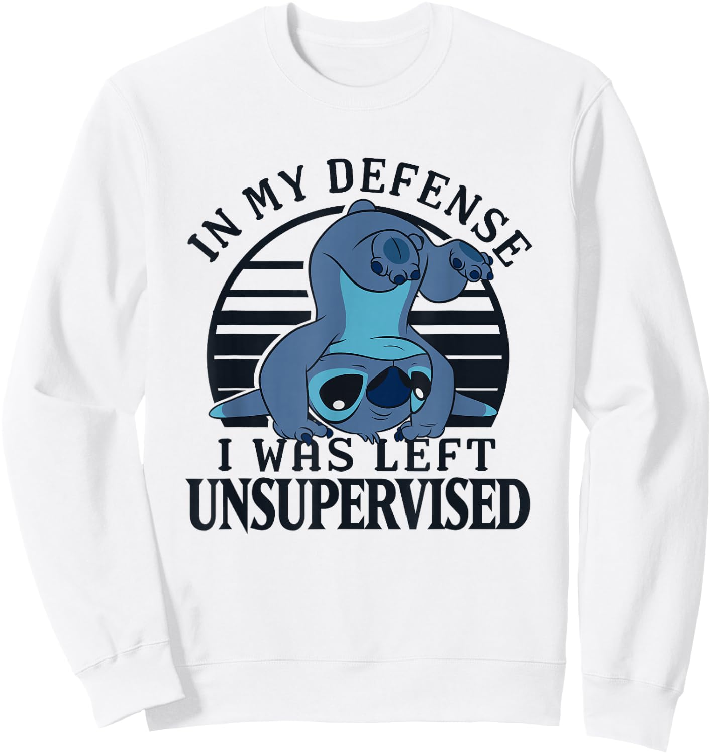 Disney Lilo & Stitch I was Left Unsupervised Retro Stripes Sweatshirt - Sweatshirt | White