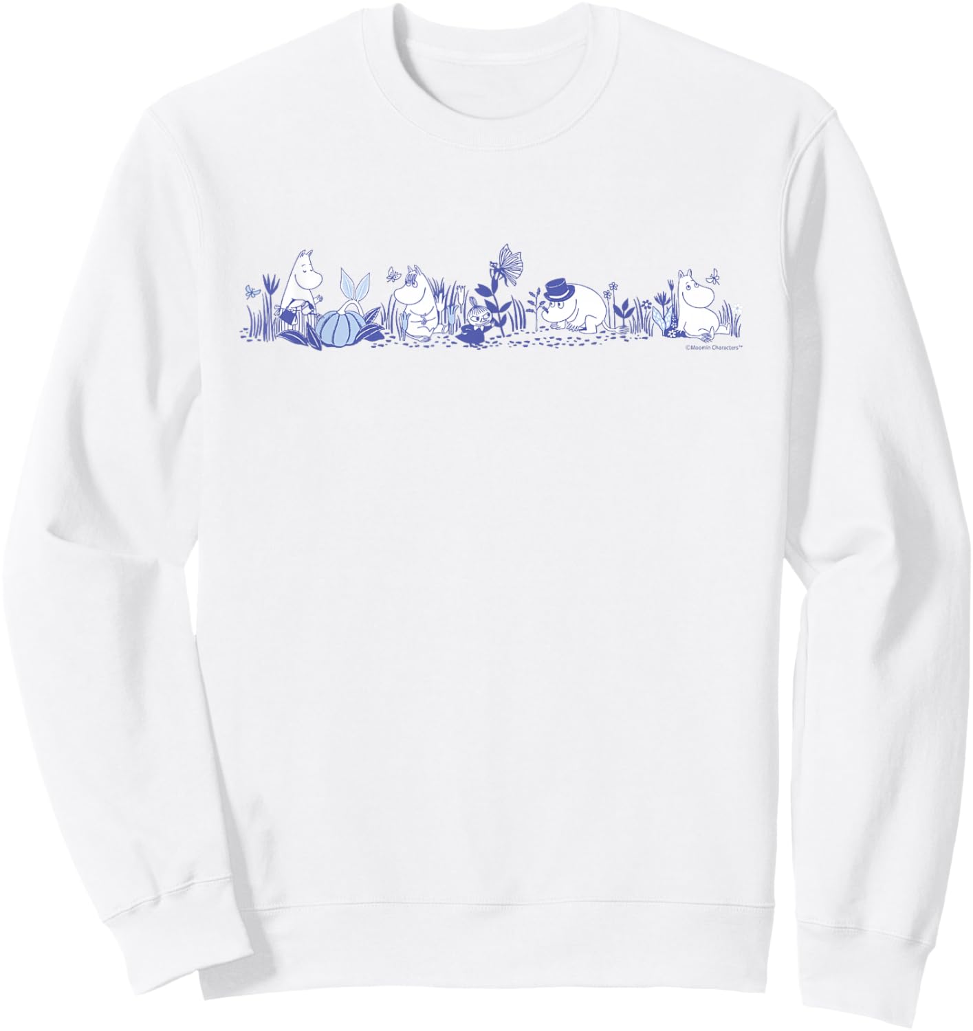 Moomin Moomintroll and Co in Nature Blue Print , gray Sweatshirt - Sweatshirt | White
