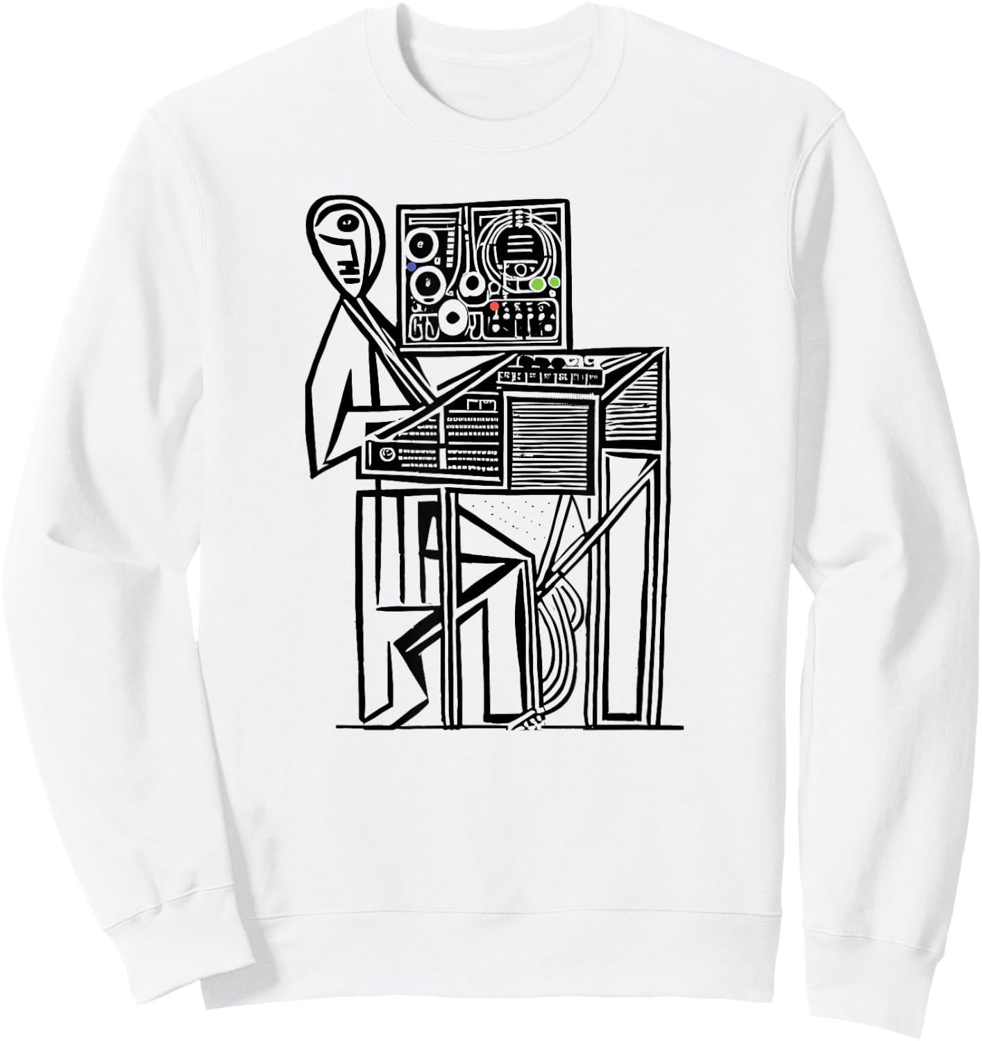 Analog Vintage Modular Synthesizer Sweatshirt - Sweatshirt | White