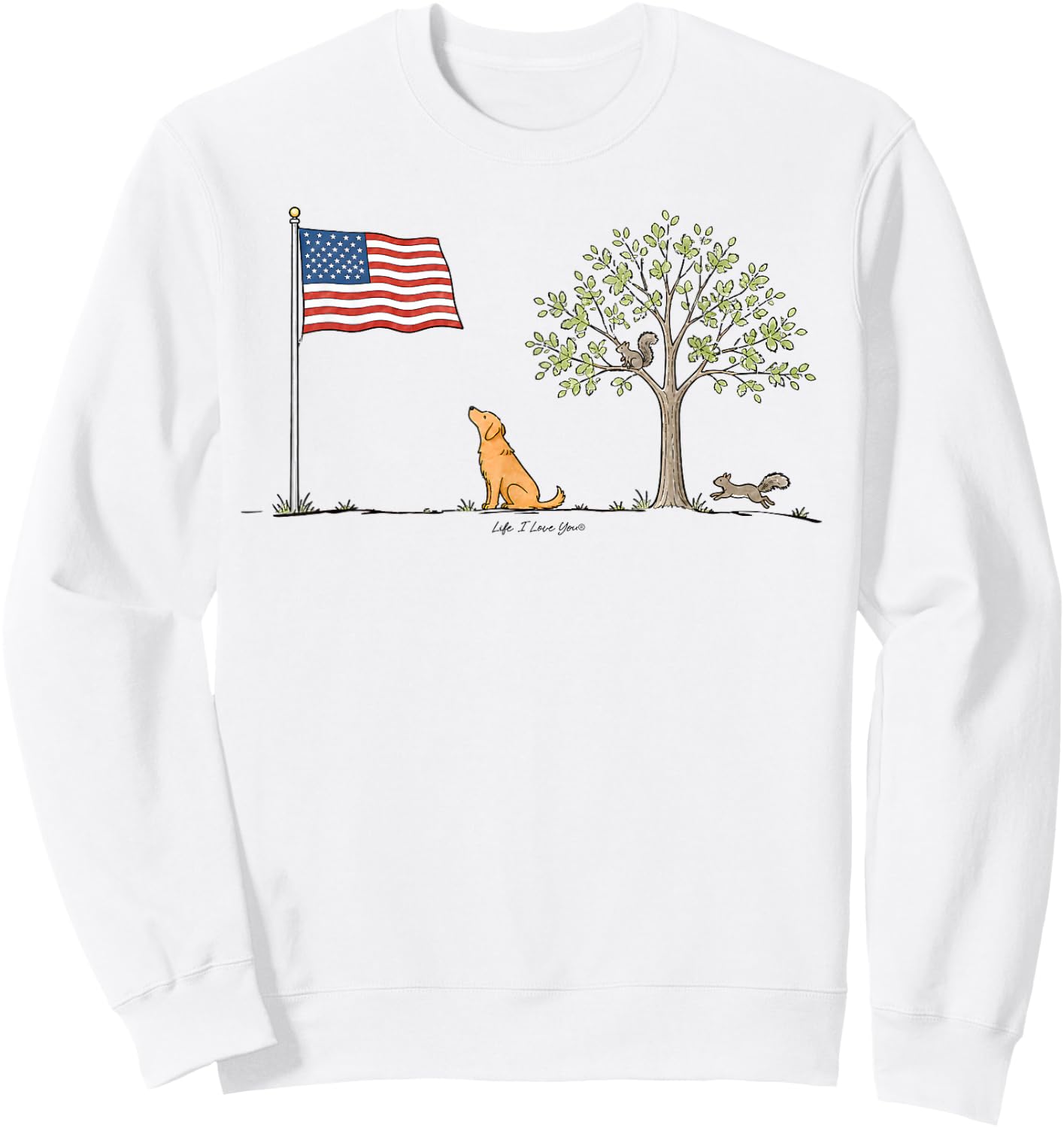 Patriotic American Flag Dog Lovers 4th of July Sweatshirt - Sweatshirt | White