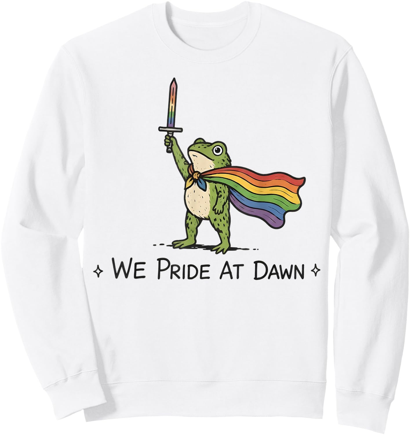 Funny Frog We Pride At Dawn Rainbow Flag LGBT Pride Month Sweatshirt - Sweatshirt | White