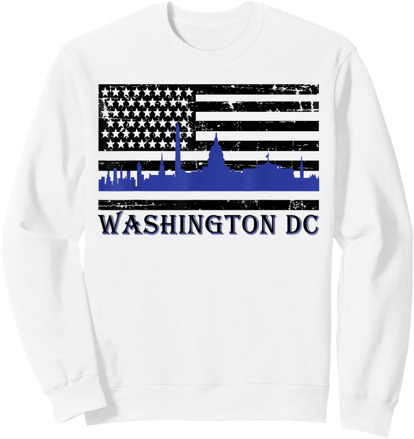 Washington DC Thin Blue Line Police Law Enforcement Support Sweatshirt - Sweatshirt | White