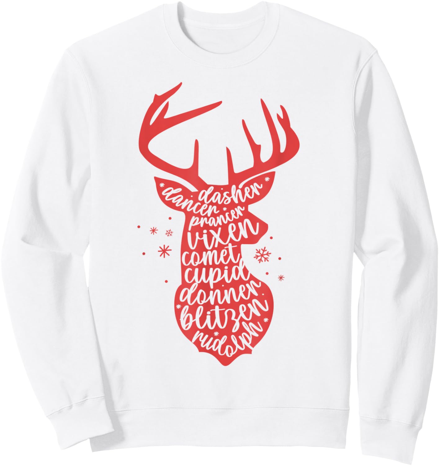 Christmas Reindeer Names Cute Holiday Rudolph Kids Sweatshirt - Sweatshirt | White