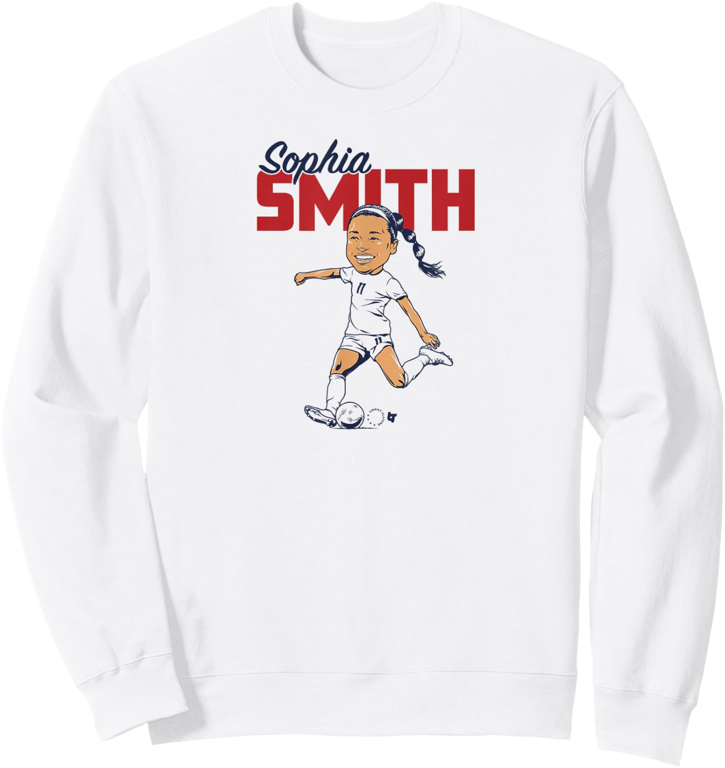 Sophia Smith: Caricature - USWNT Players Association Soccer Sweatshirt - Sweatshirt | White
