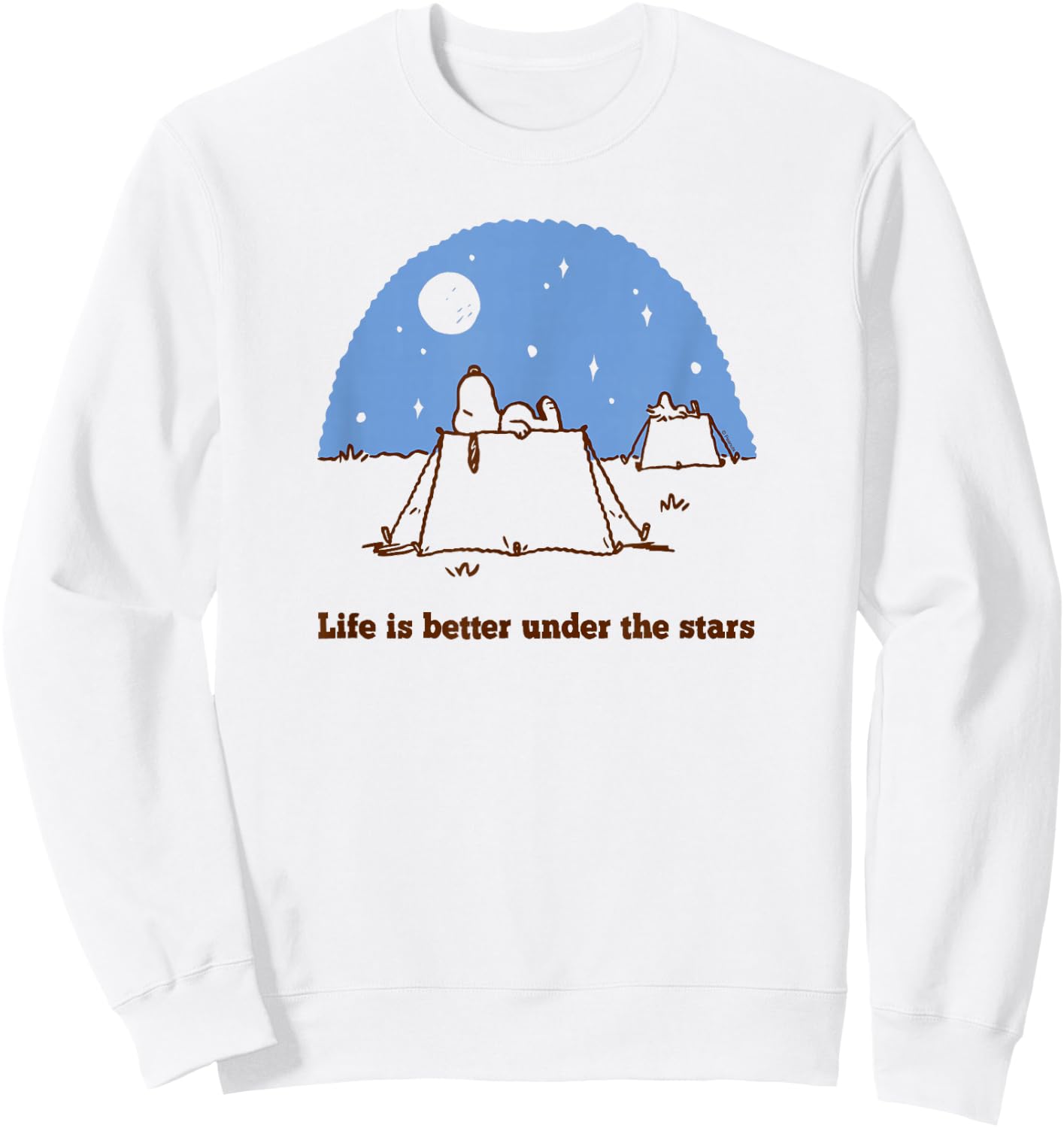 Peanuts - Snoopy Woodstock Camping Under Stars Sweatshirt - Sweatshirt | White