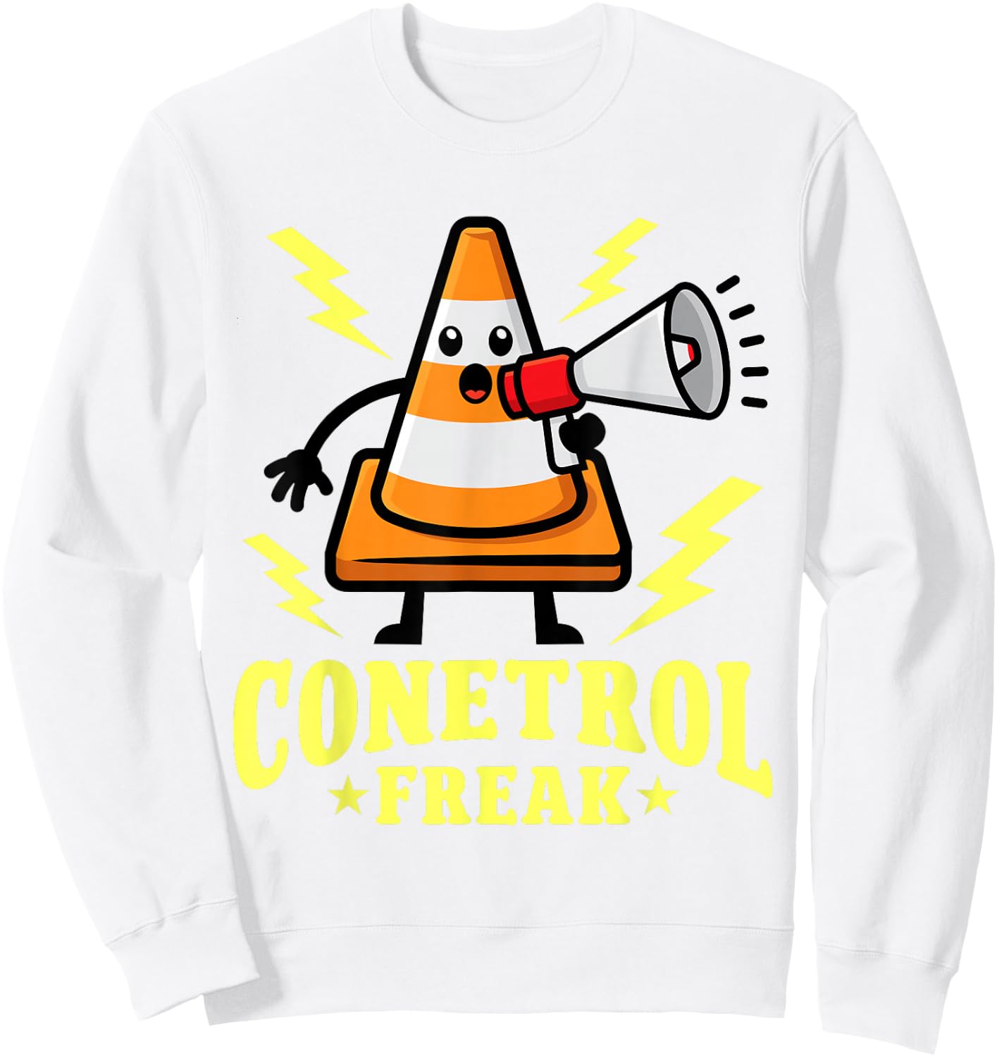 Funny Halloween Orange Traffic Cone Conetrol Freak Sweatshirt - Sweatshirt | White