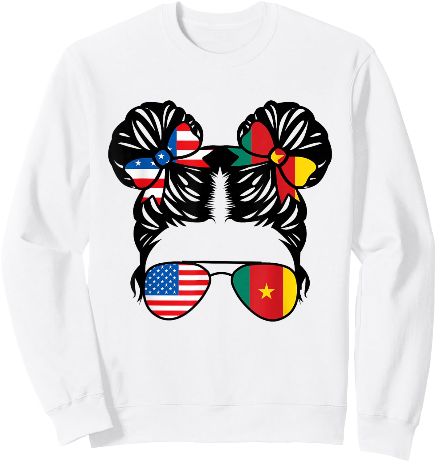 Half American Cameroonian Girl USA Cameroon Flag Patriot Sweatshirt - Sweatshirt | White