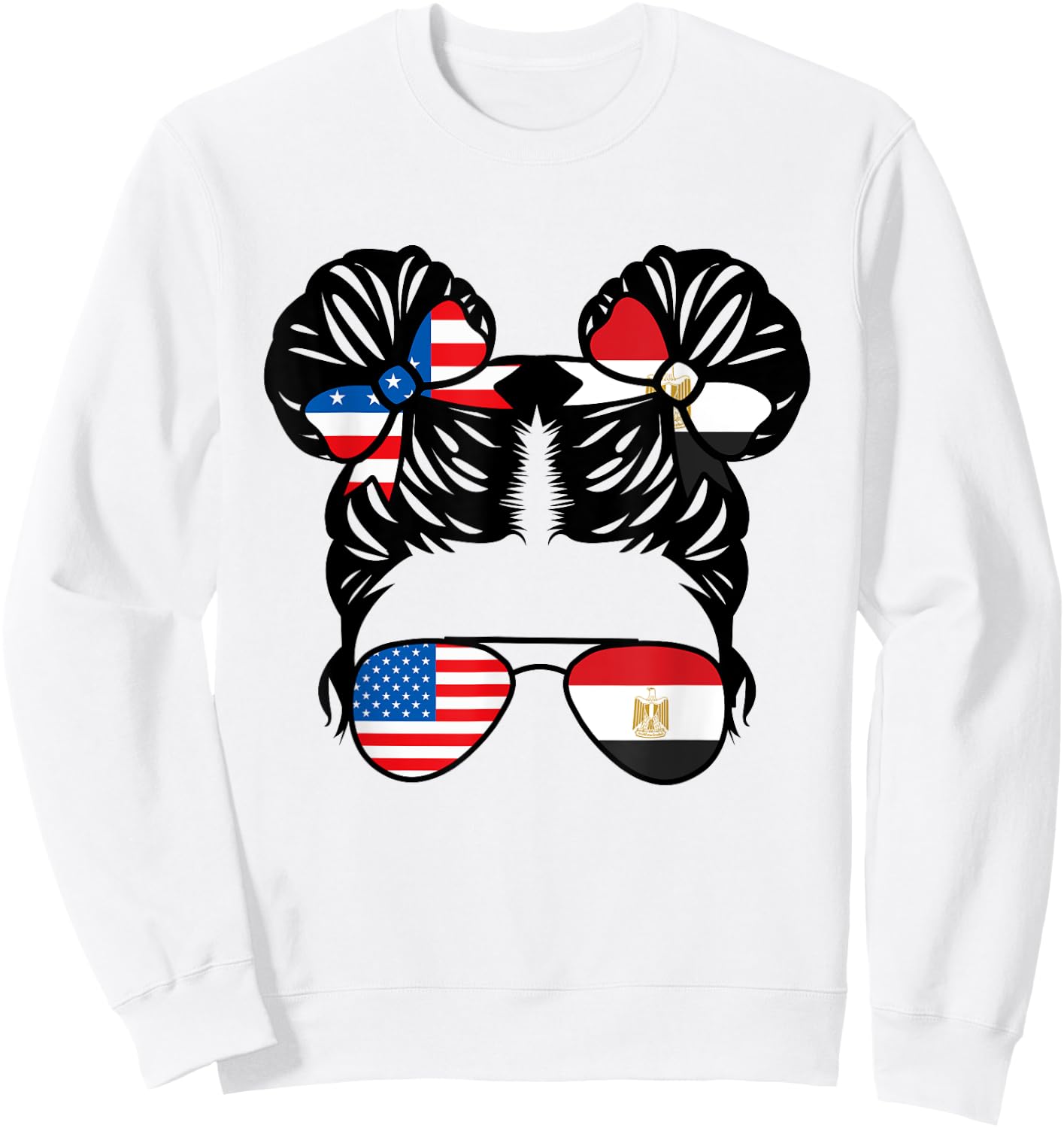 Half American Half Egyptian Girl USA Egypt Flag Patriot Sweatshirt - Sweatshirt | White