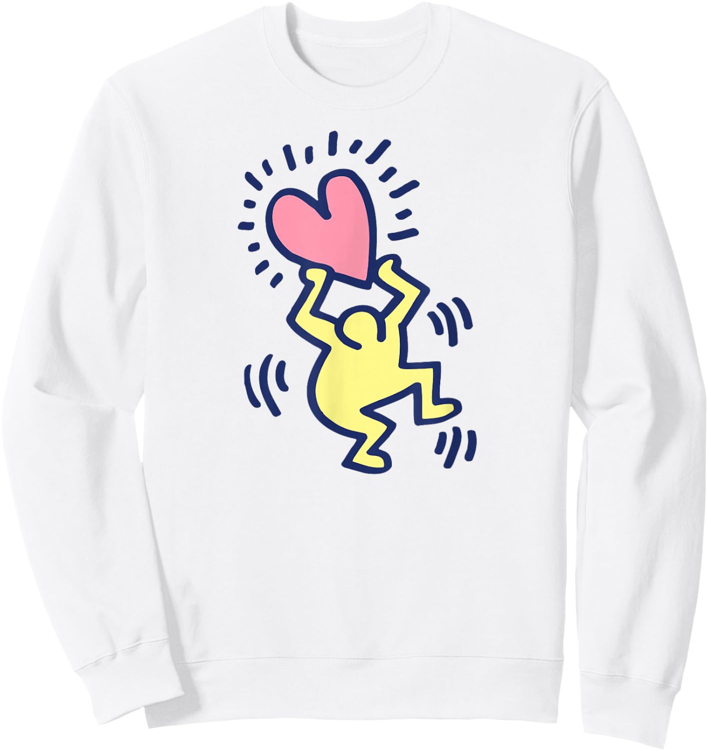 Keith Haring Tanzender Mann mit Herz-Kunstwerk Sweatshirt - Sweatshirt | White