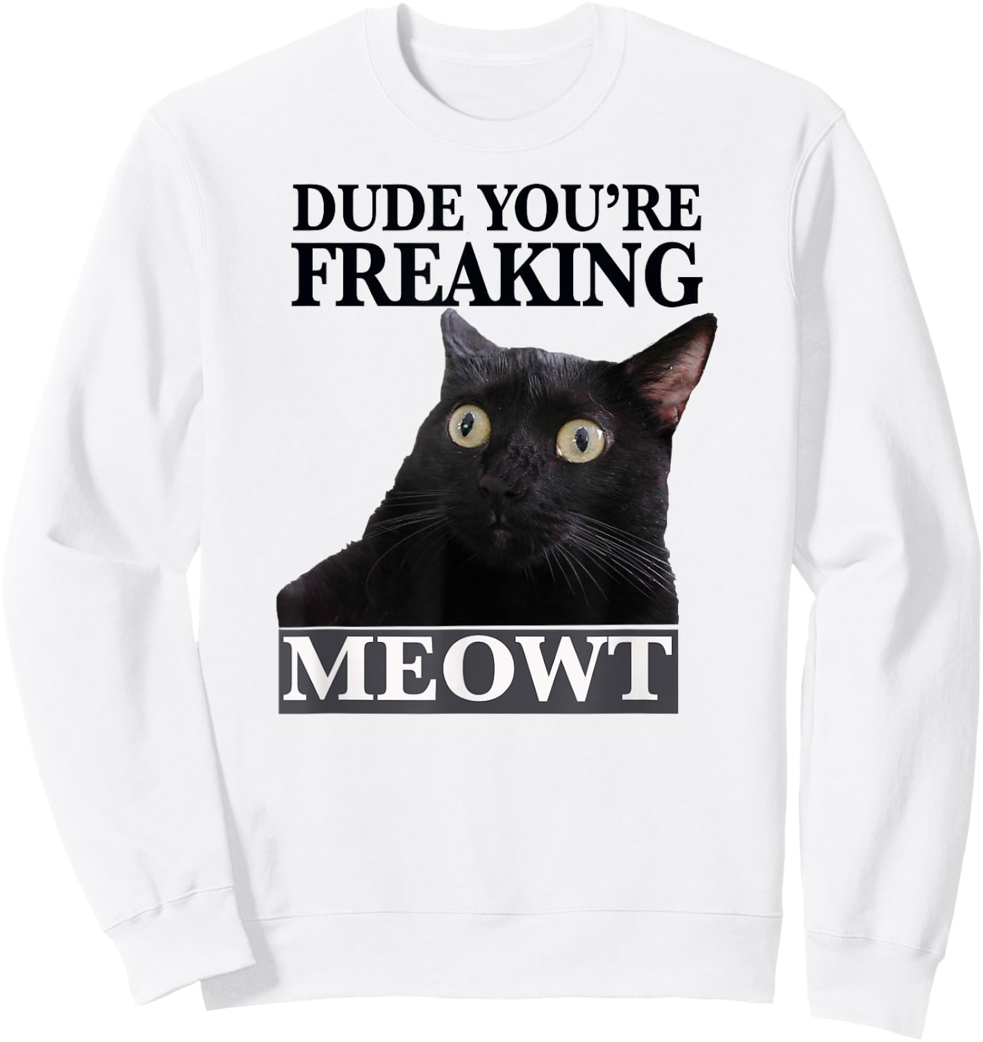 Dude You're Freaking Meowt Shocked Cat Image Men Women Girls Kids Sweatshirt - Sweatshirt | White